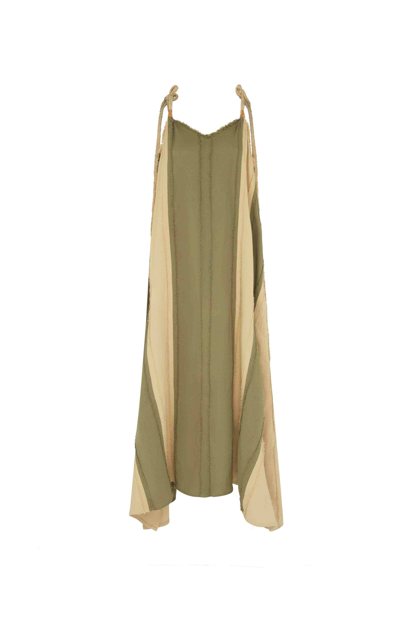 AKBAL LINES DRESS - OLIVE / SEPIA