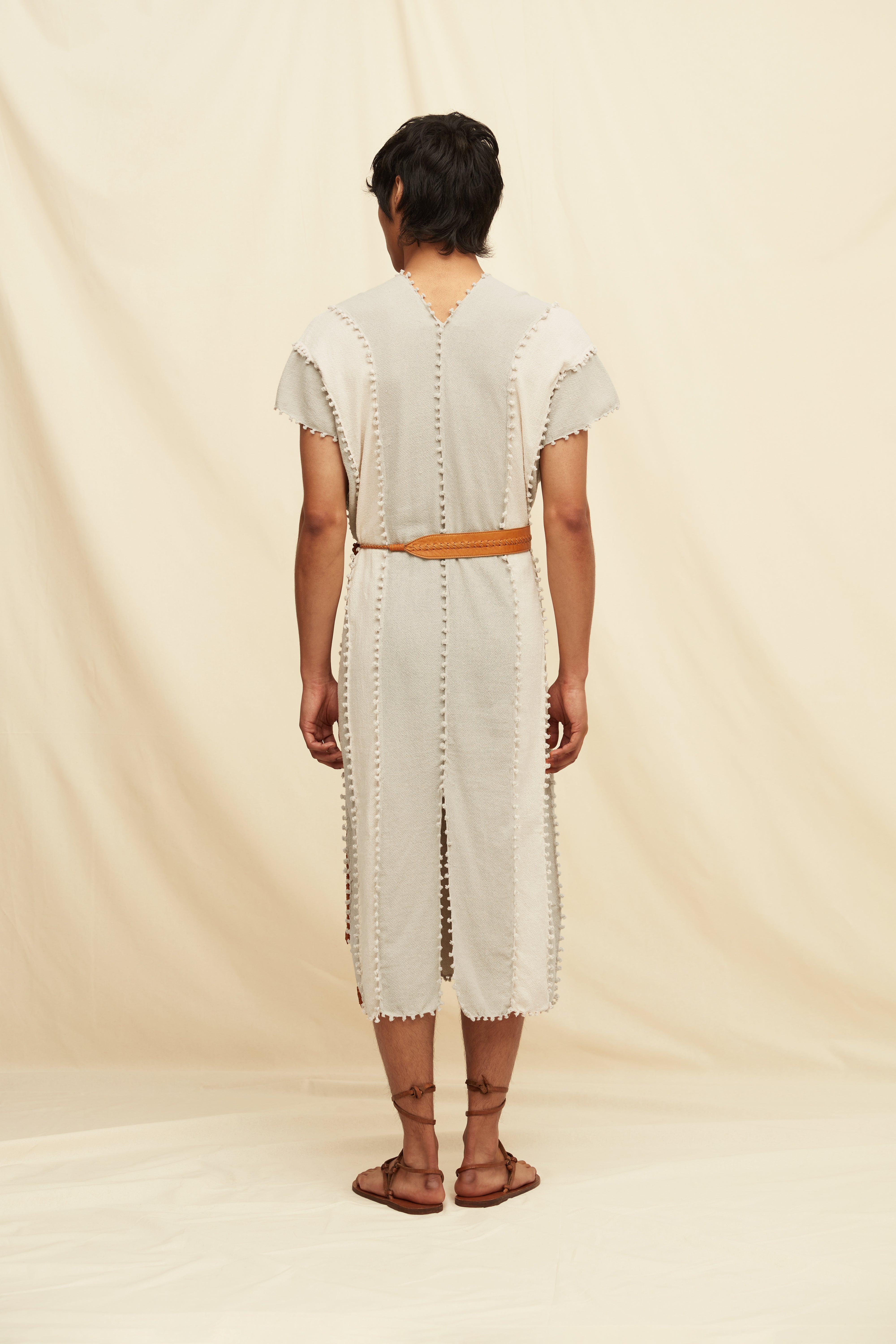 Chaac Lines Tunic Dress Cotton Jute - Quiet Grey / Natural