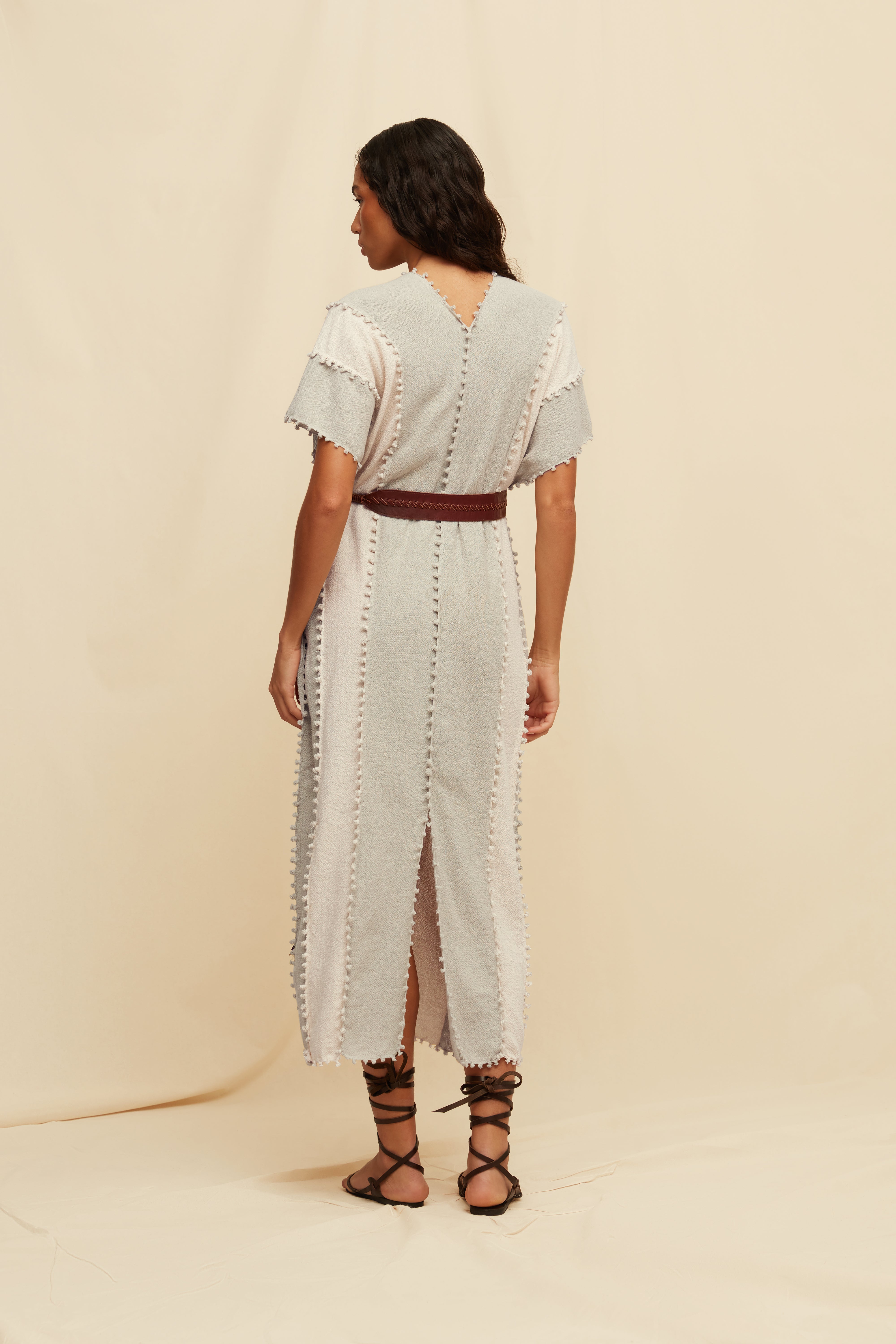 Chaac Lines Tunic Dress Cotton Jute - Quiet Grey / Natural