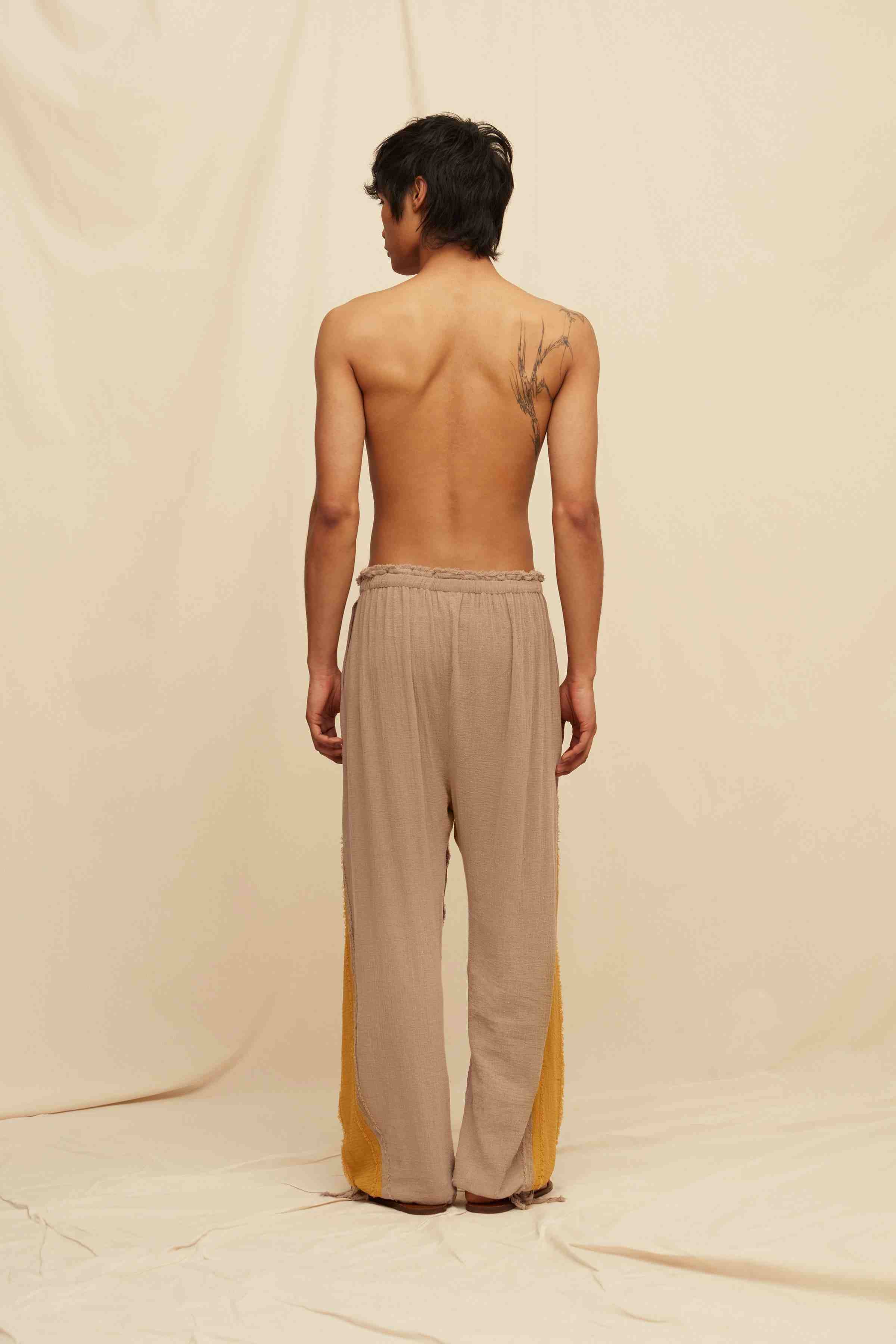 Chinda Pants Cotton Gauze - Sepia / Mustard