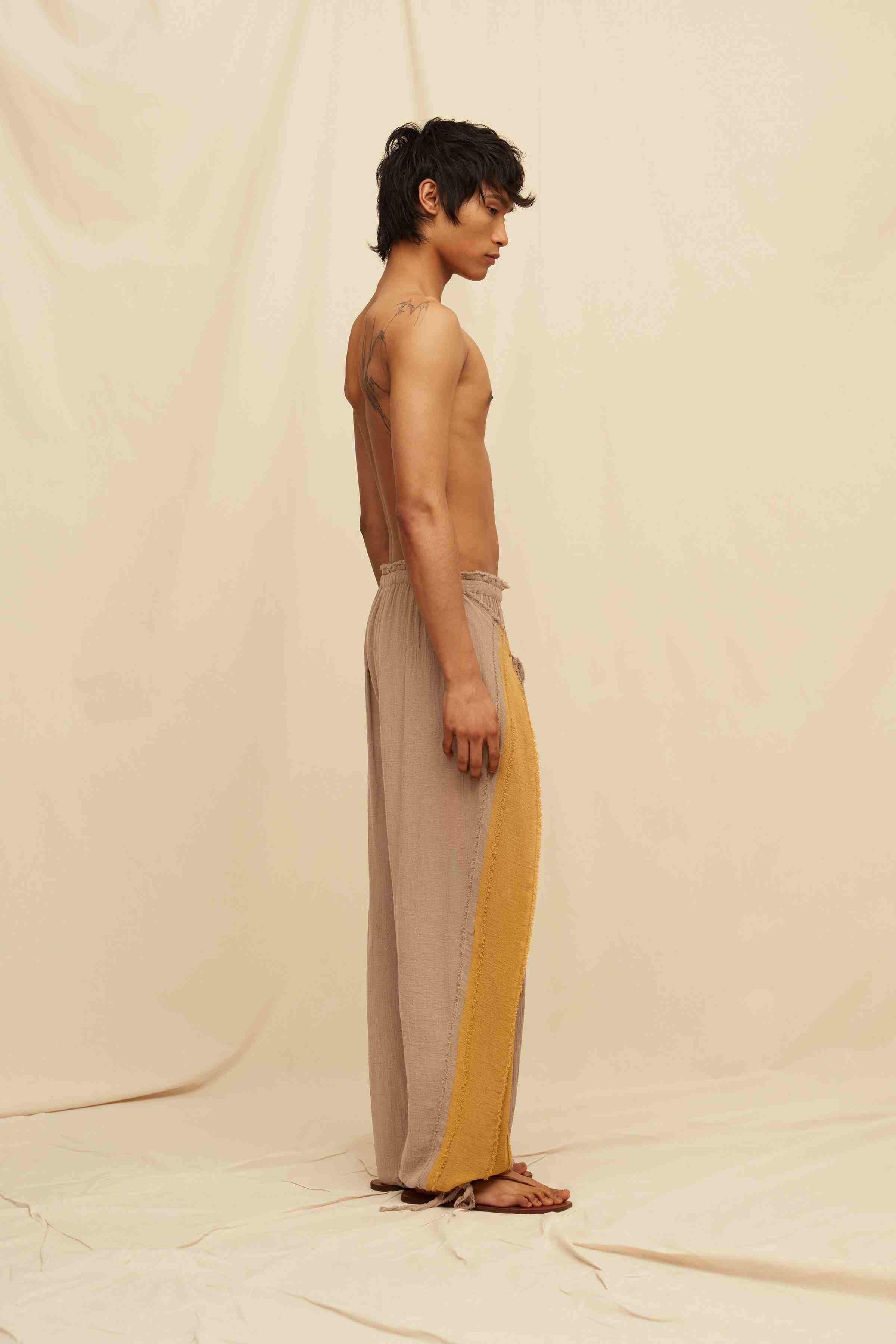 Chinda Pants Cotton Gauze - Sepia / Mustard