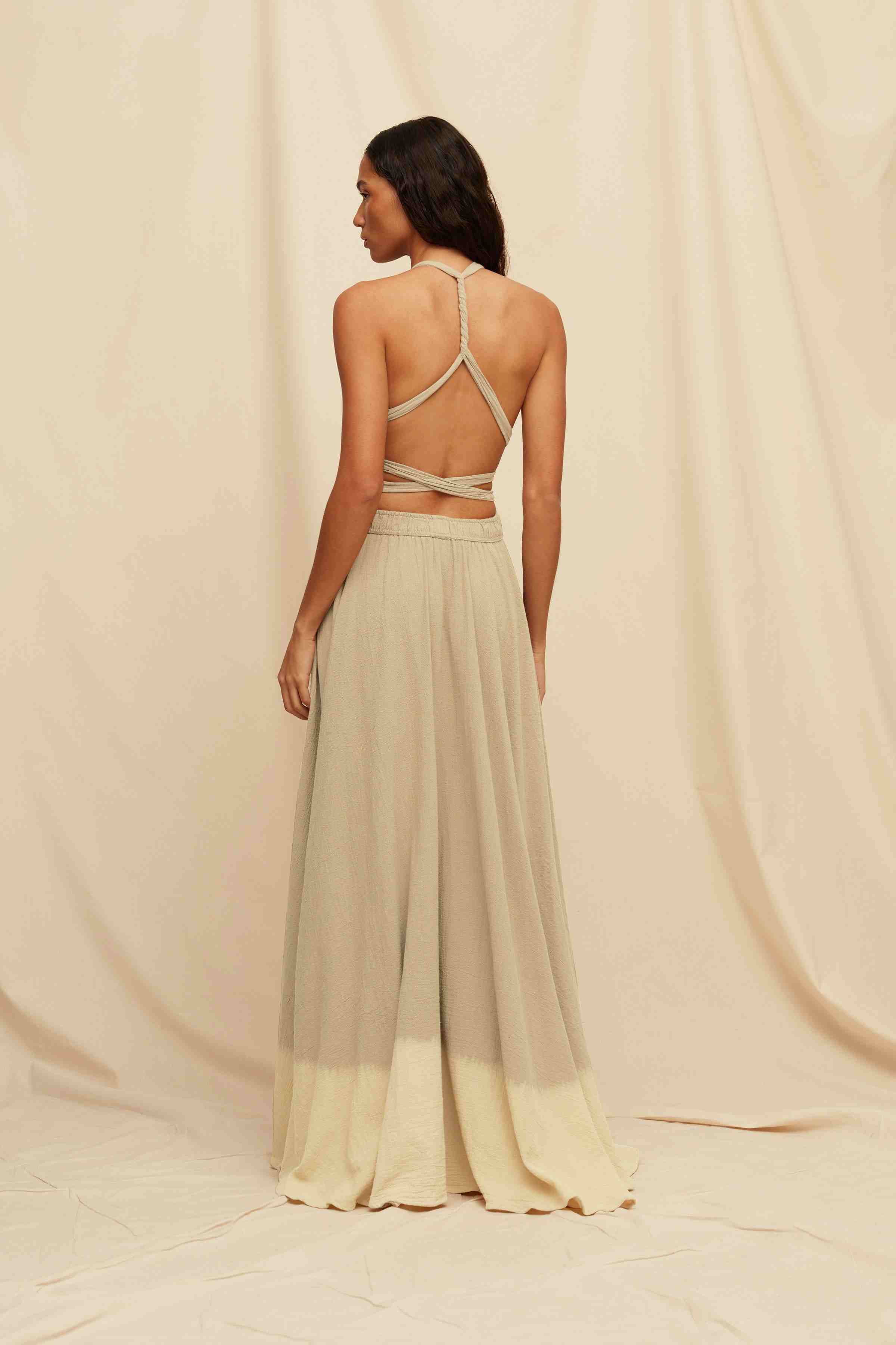 Hera Dress Artisanal Cotton - Sepia Tie Dye