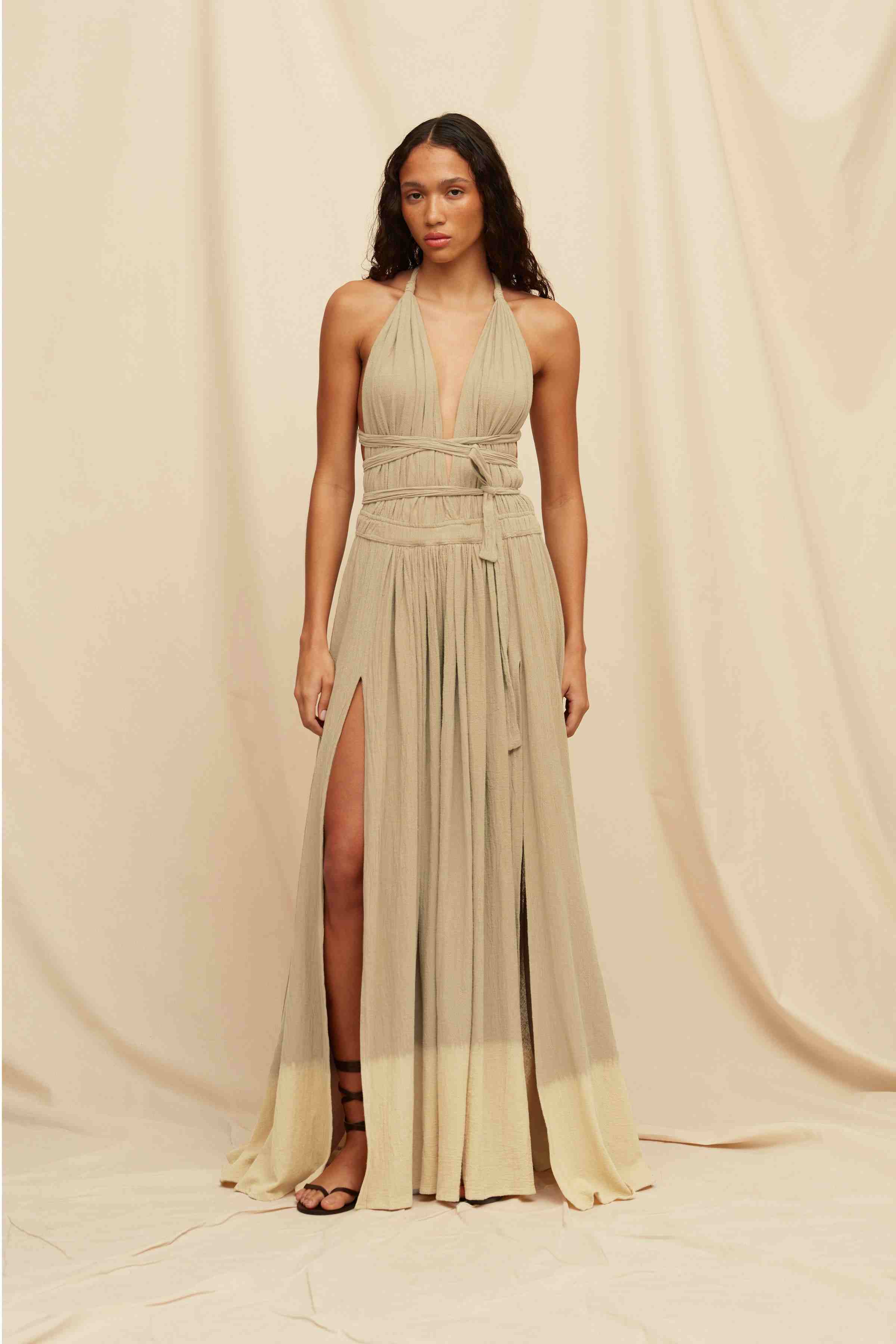 Hera Dress Artisanal Cotton - Sepia Tie Dye