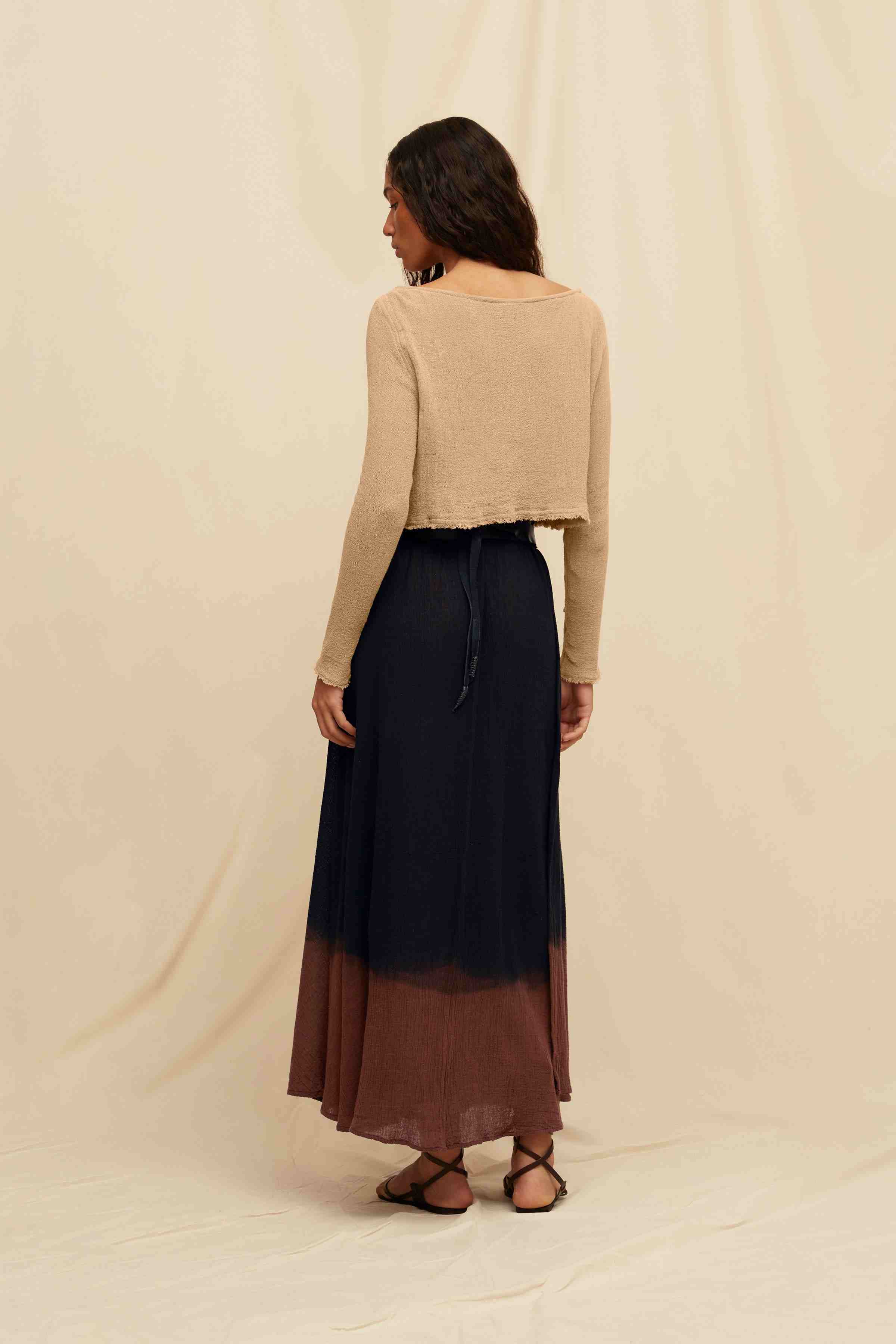 Cholul Skirt Artisanal Cotton - Black Tie Dye