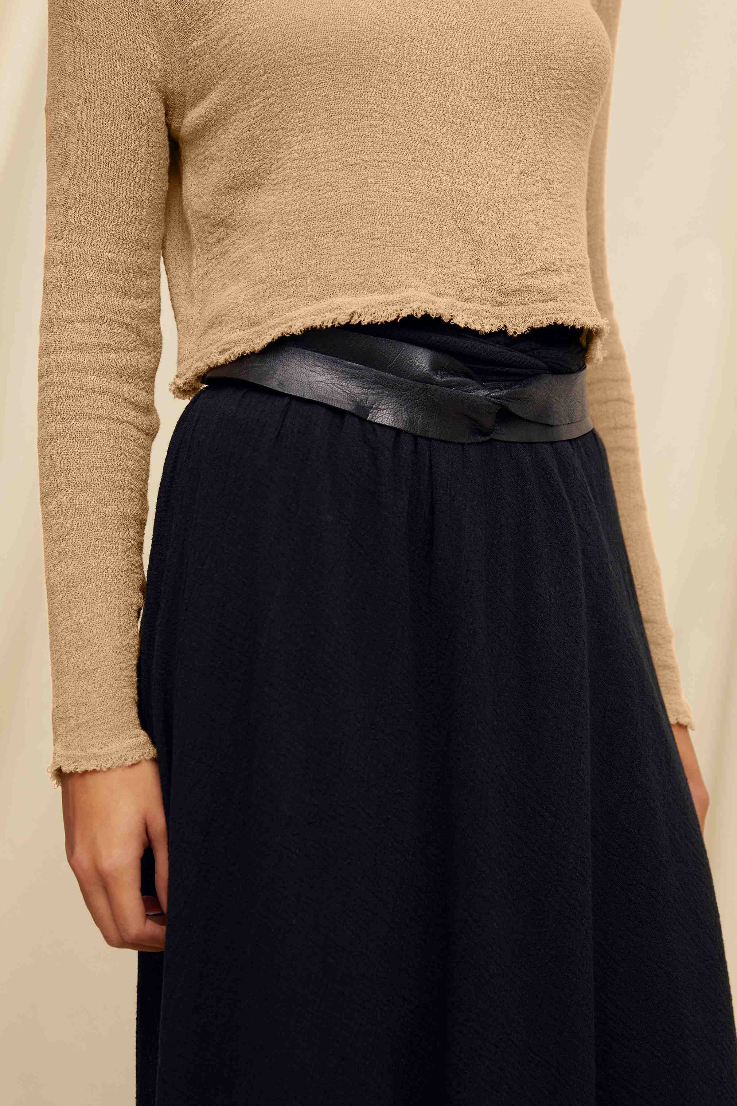 Cholul Skirt Artisanal Cotton - Black Tie Dye