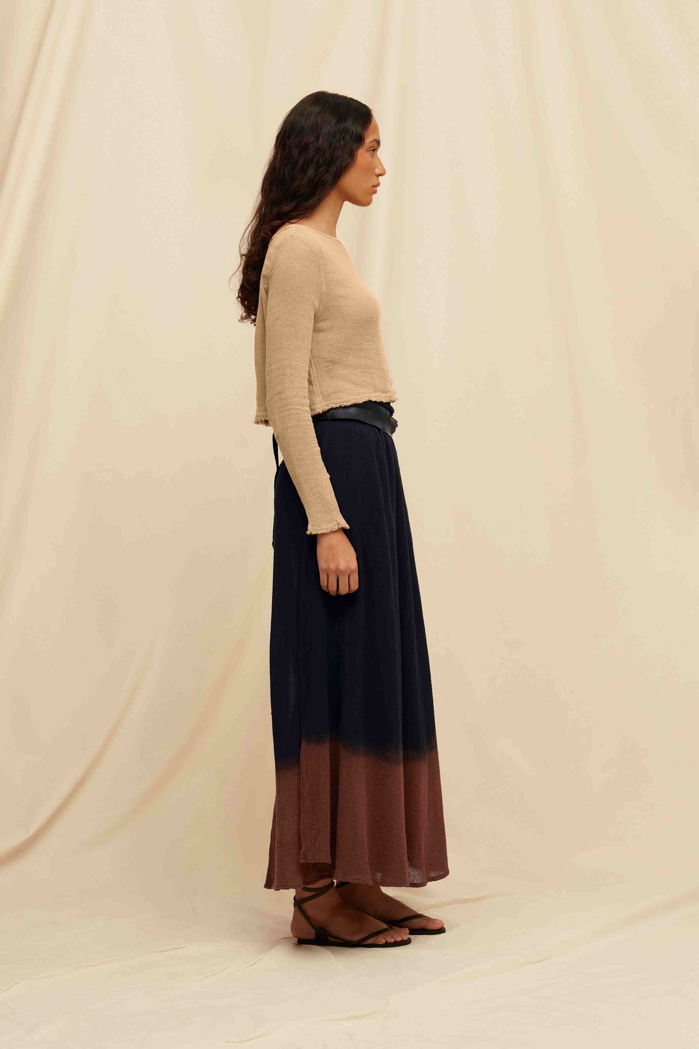 Cholul Skirt Artisanal Cotton - Black Tie Dye