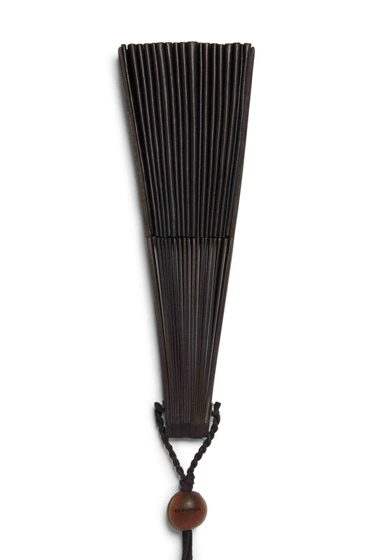 LEATHER HANDFAN - BLACK