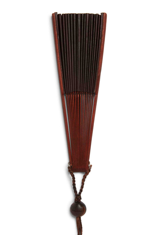 LEATHER HANDFAN - BROWN