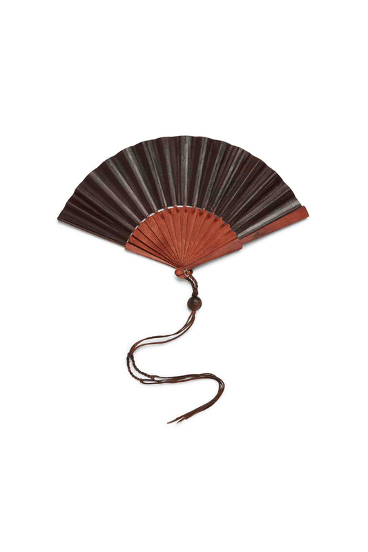 LEATHER HANDFAN - BROWN