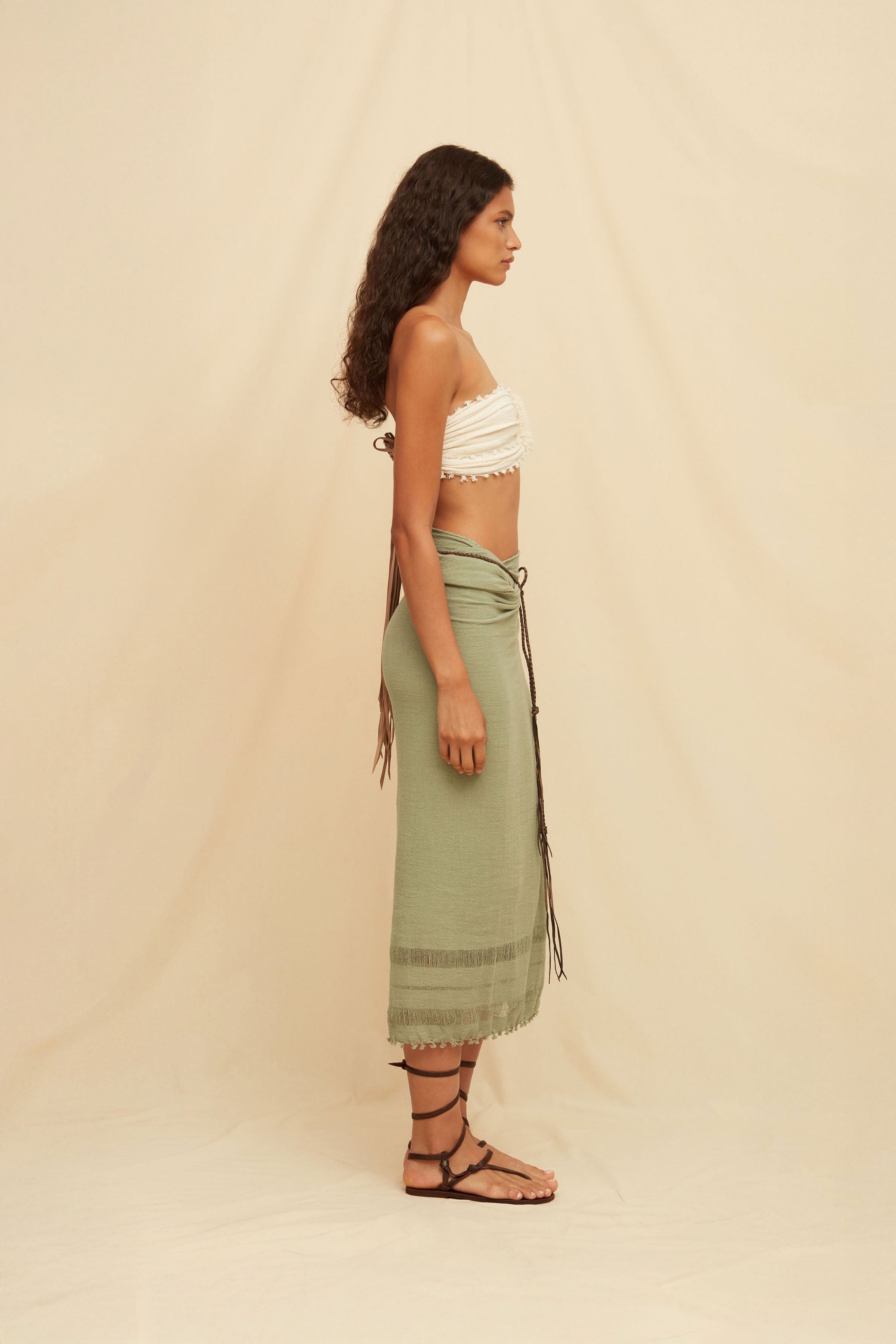 Pareo Long Leather - Sage Green