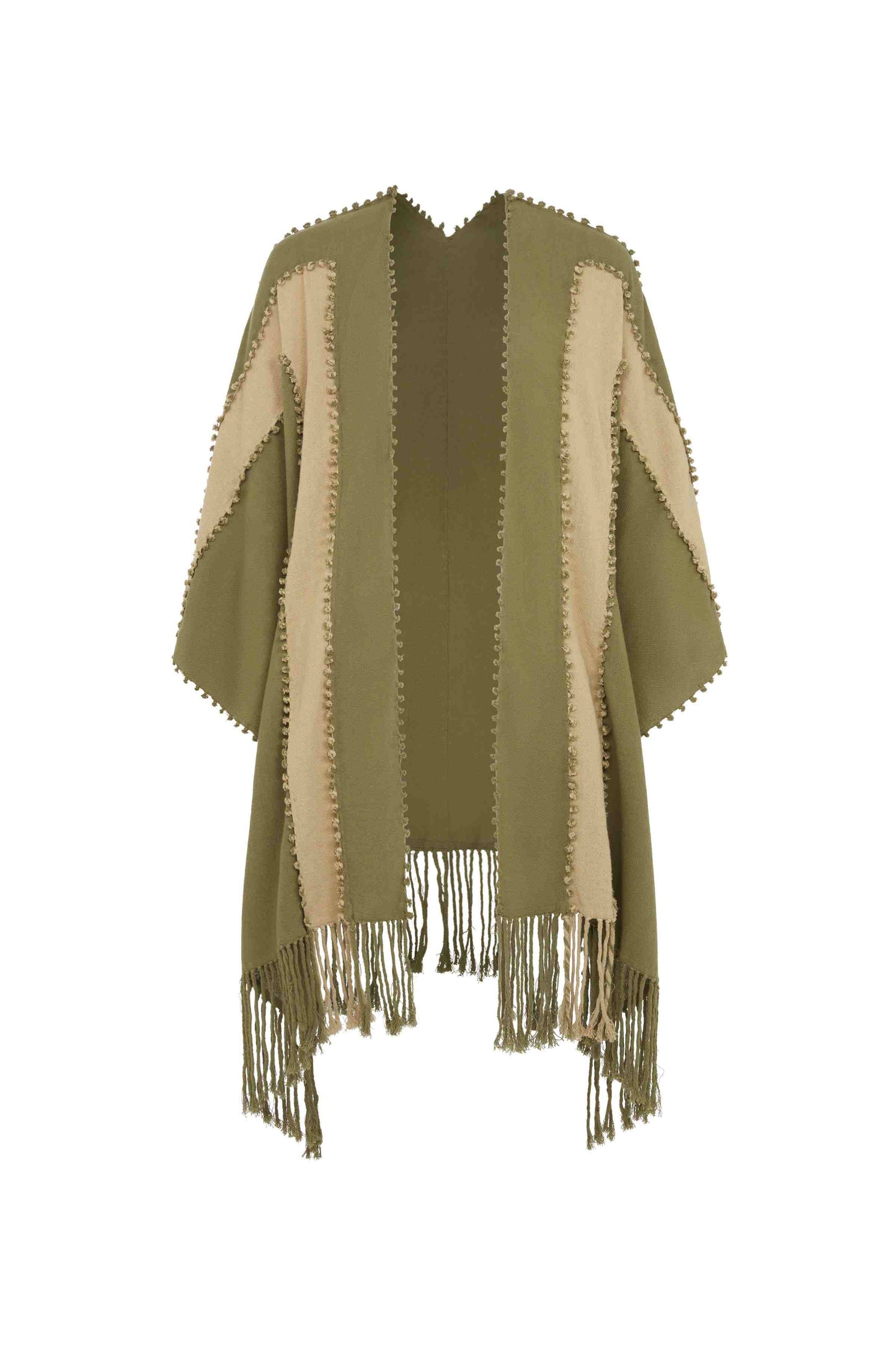 YALCHEN KNOTS LINES CAPE - OLIVE / SEPIA
