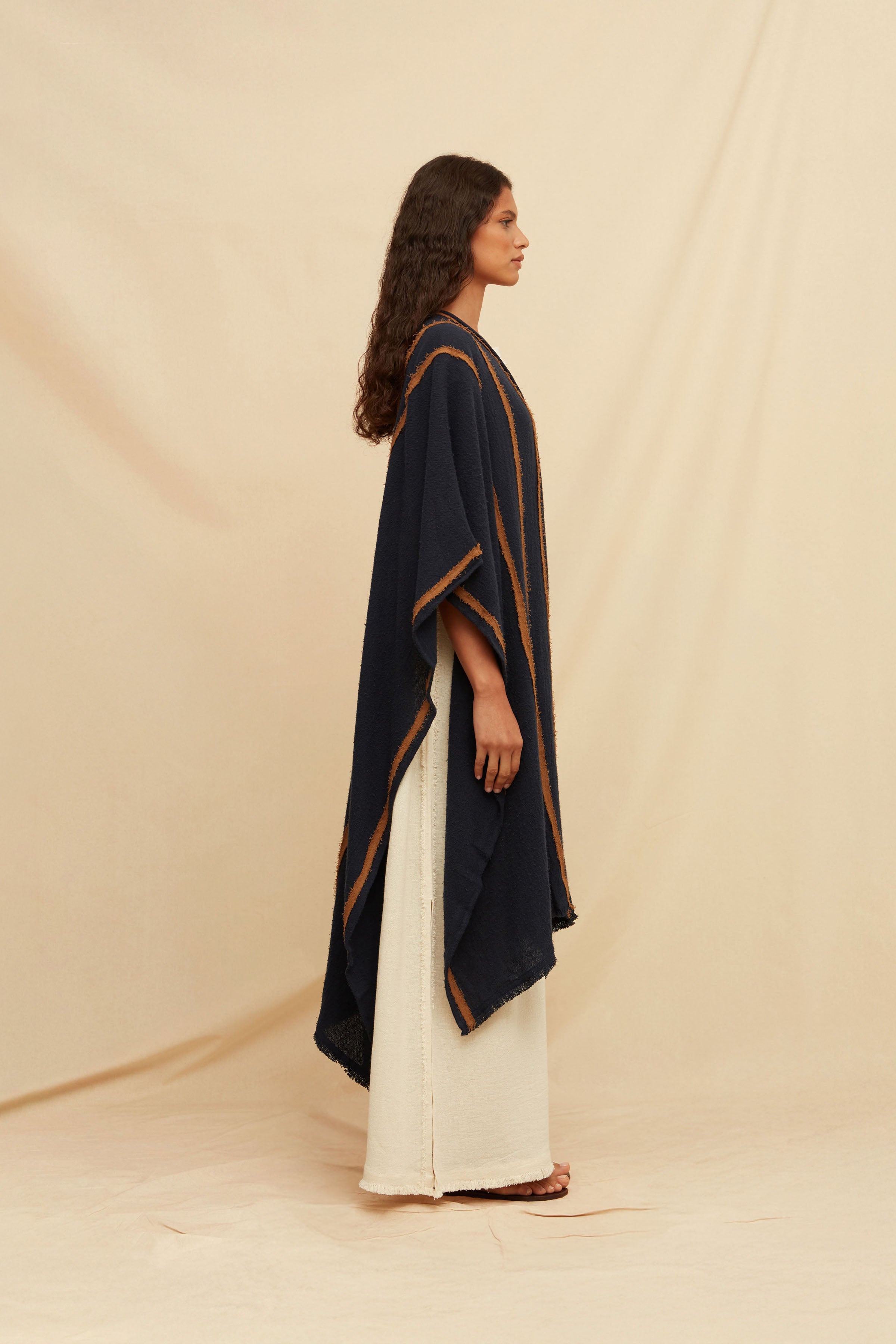 Yata Cape Artisanal Cotton - Navy Blue