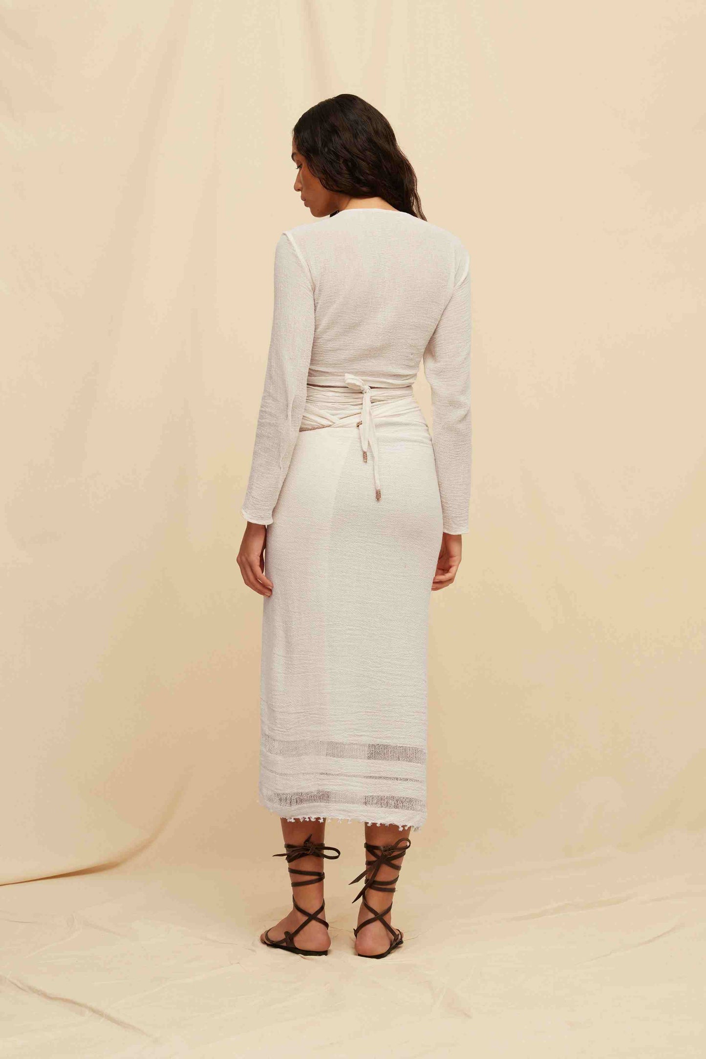 PAREO LEATHER LONG - NATURAL