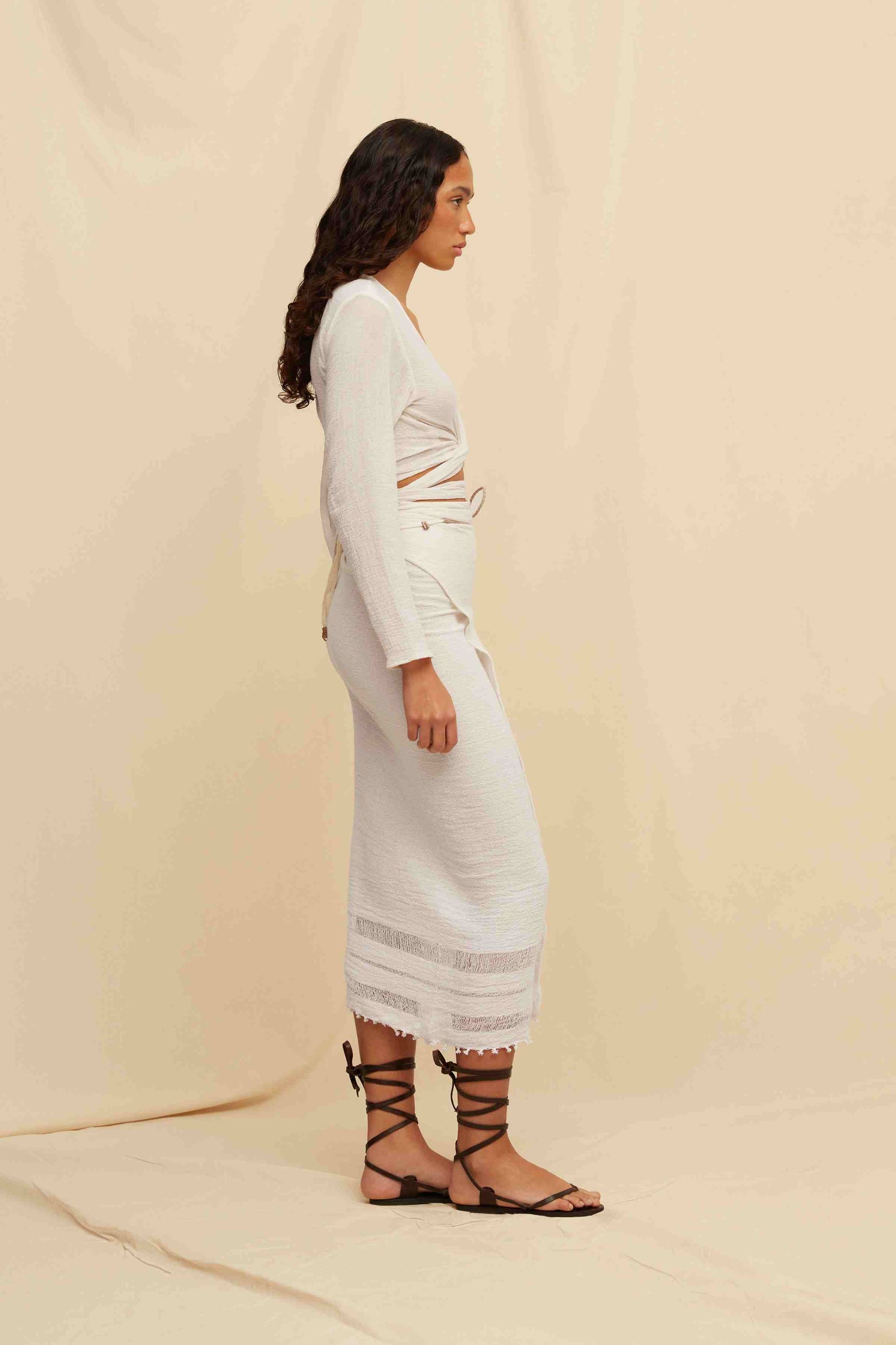PAREO LEATHER LONG - NATURAL