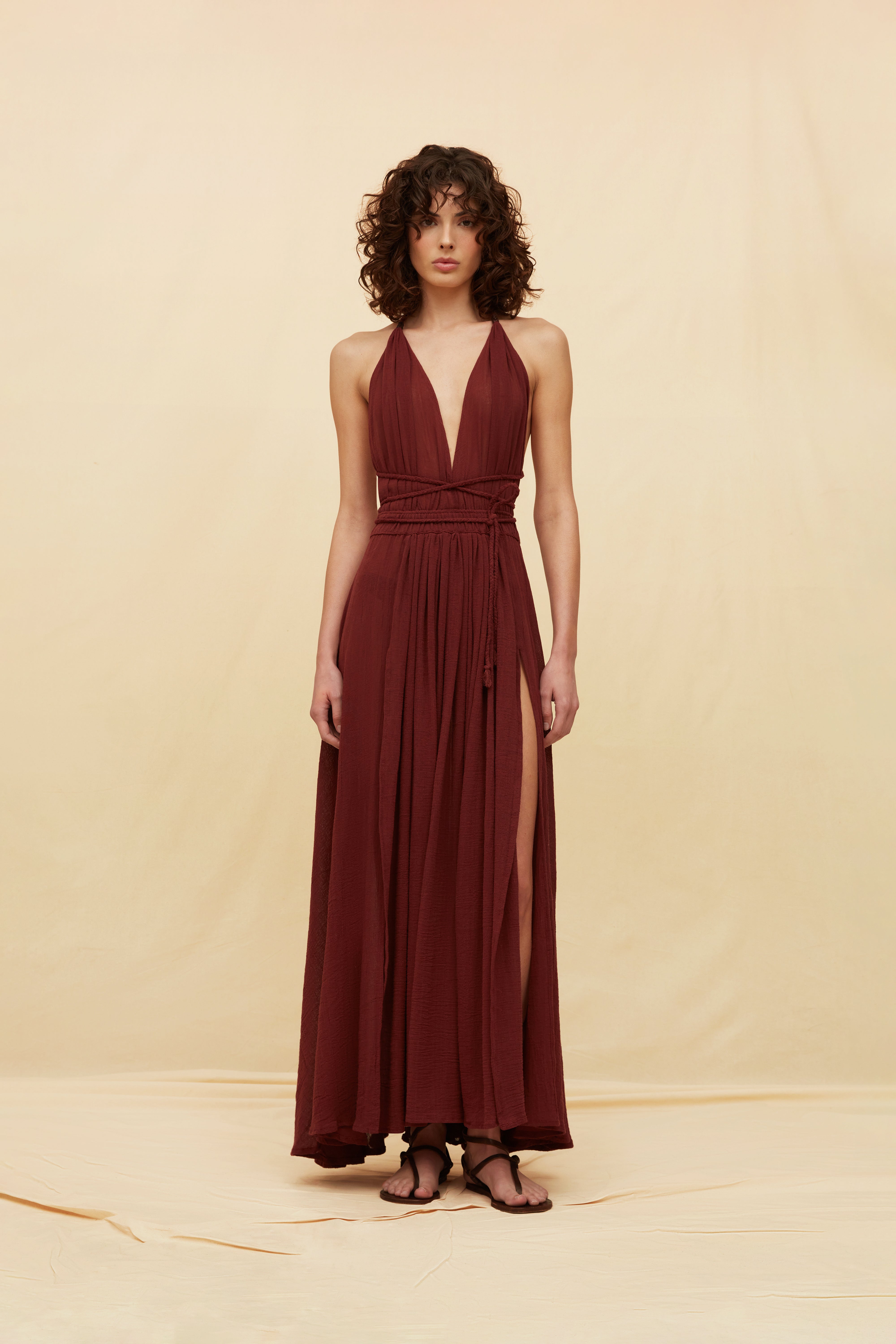 Hera Gauze Dress Cotton Gauze - Ruby Wine