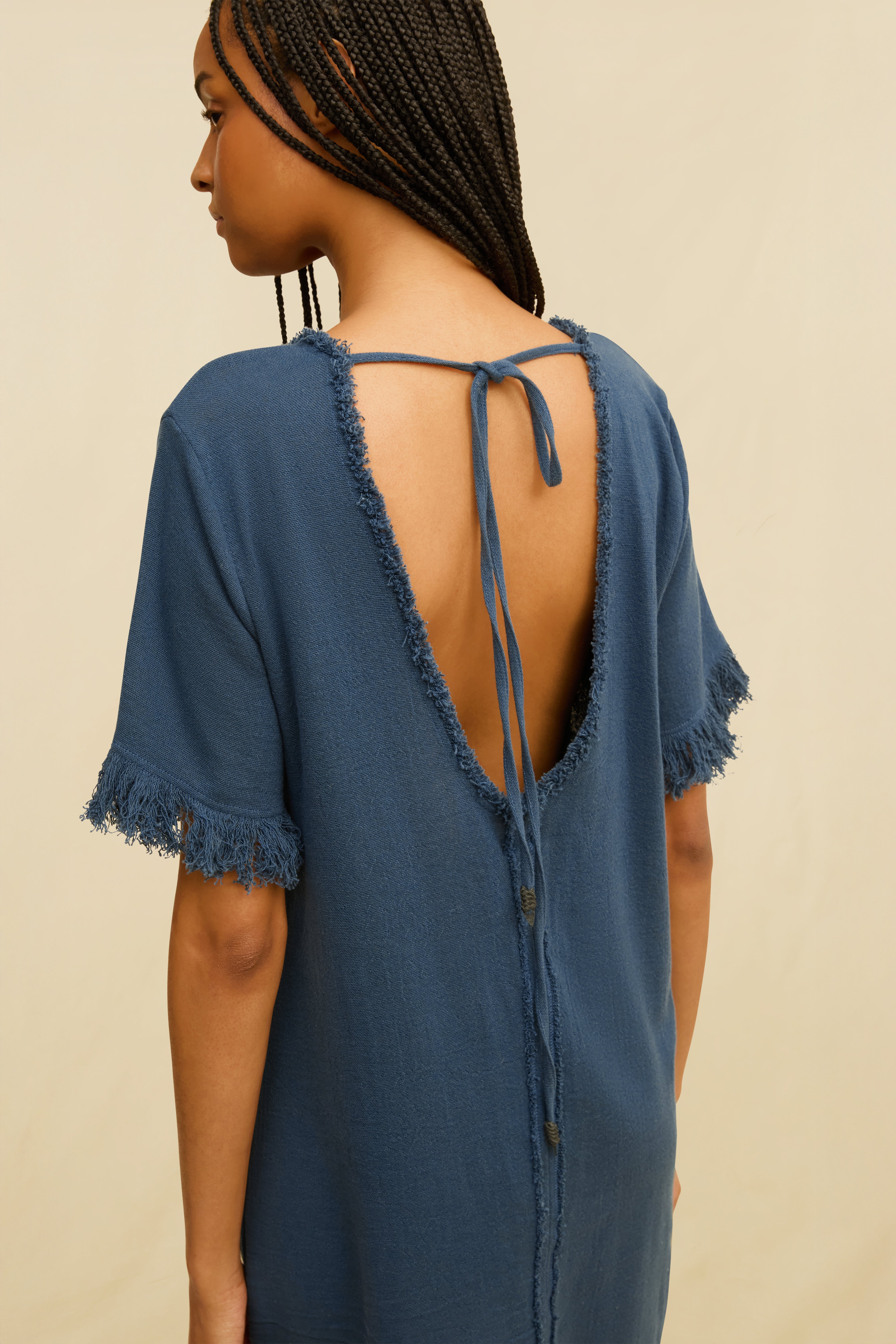 Kanora Mini Dress Cotton Jute - Ultramarine