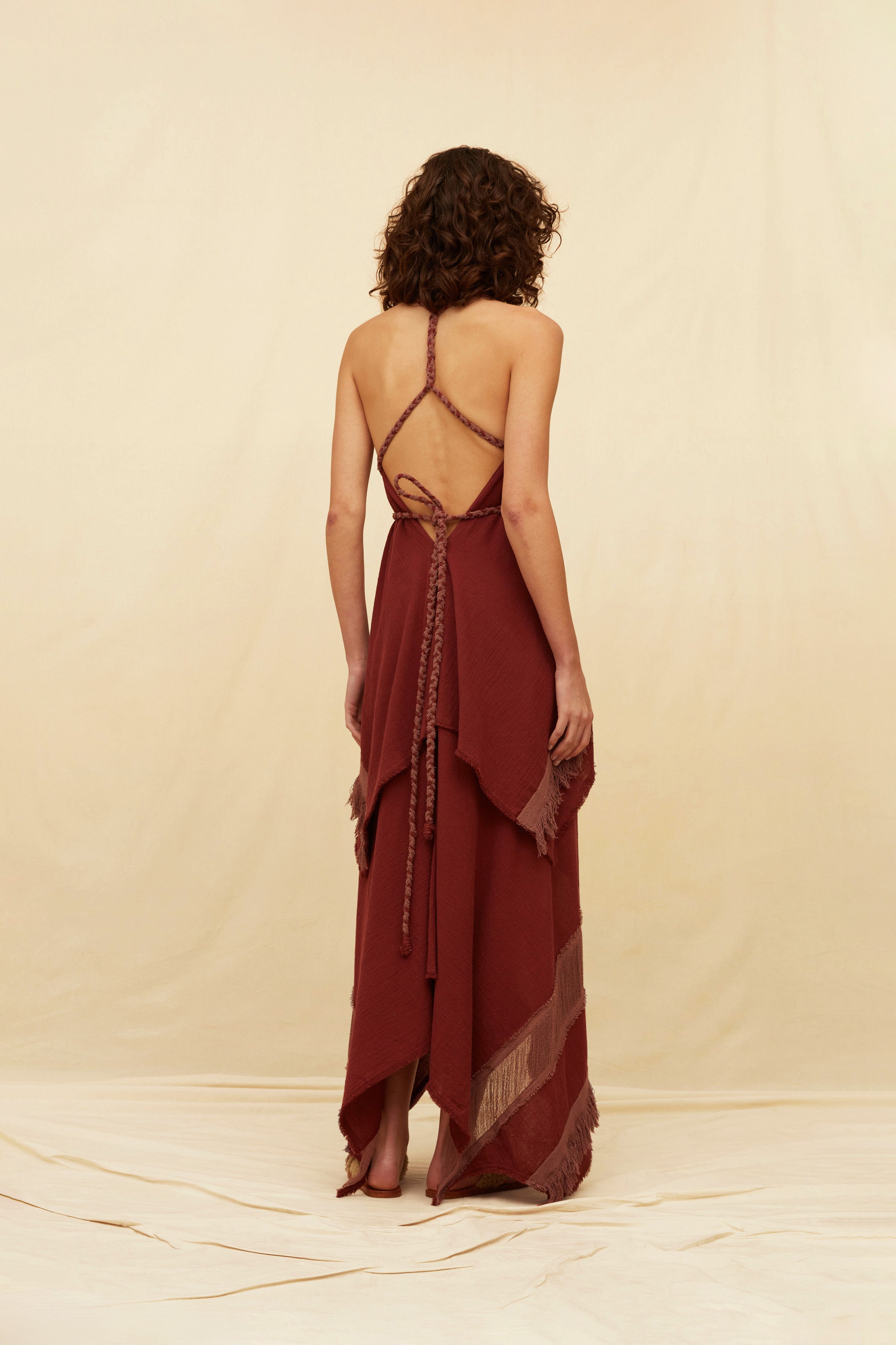 Koa Maxi Dress Artisanal Cotton - Ruby Wine