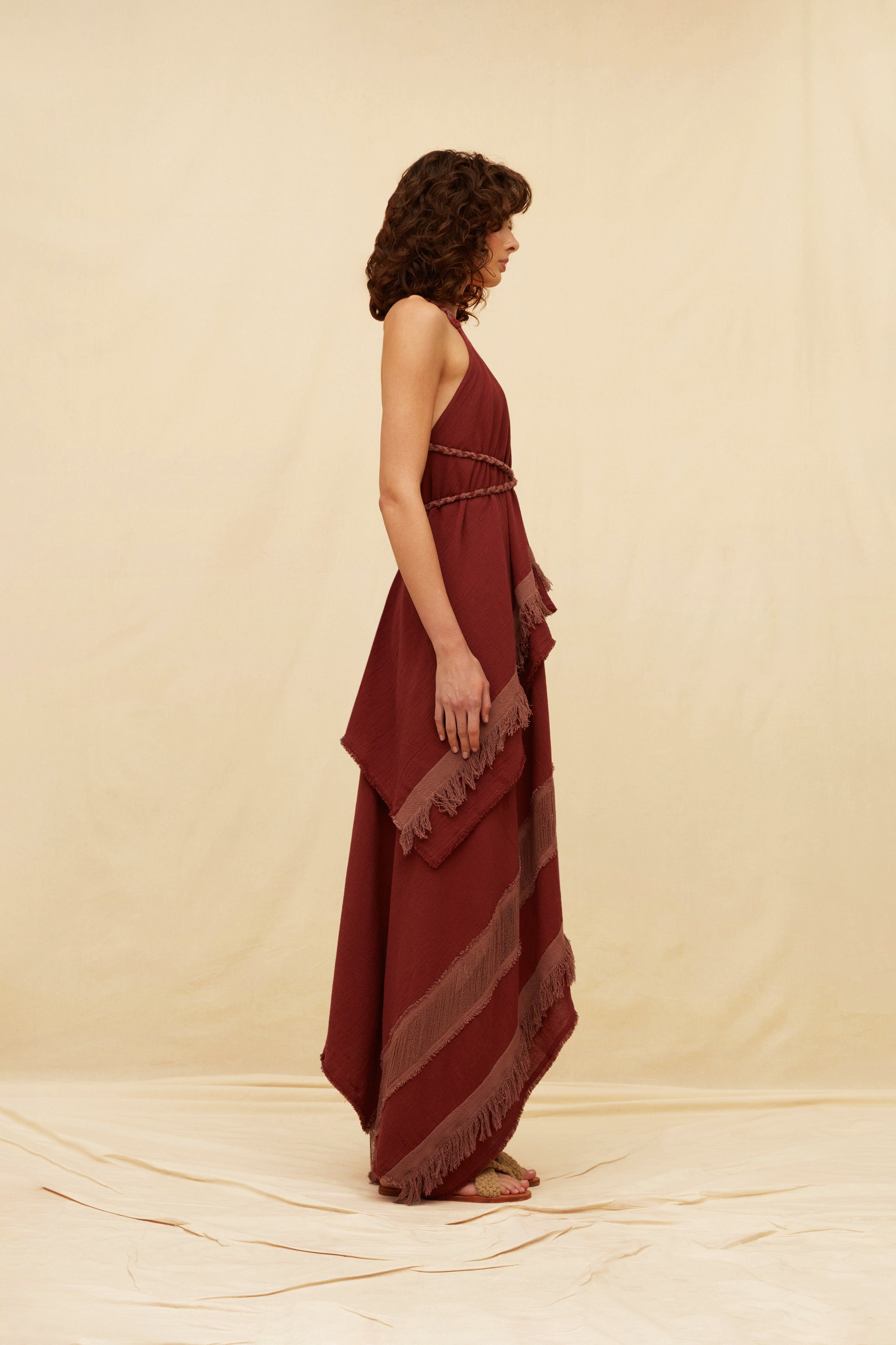Koa Maxi Dress Artisanal Cotton - Ruby Wine
