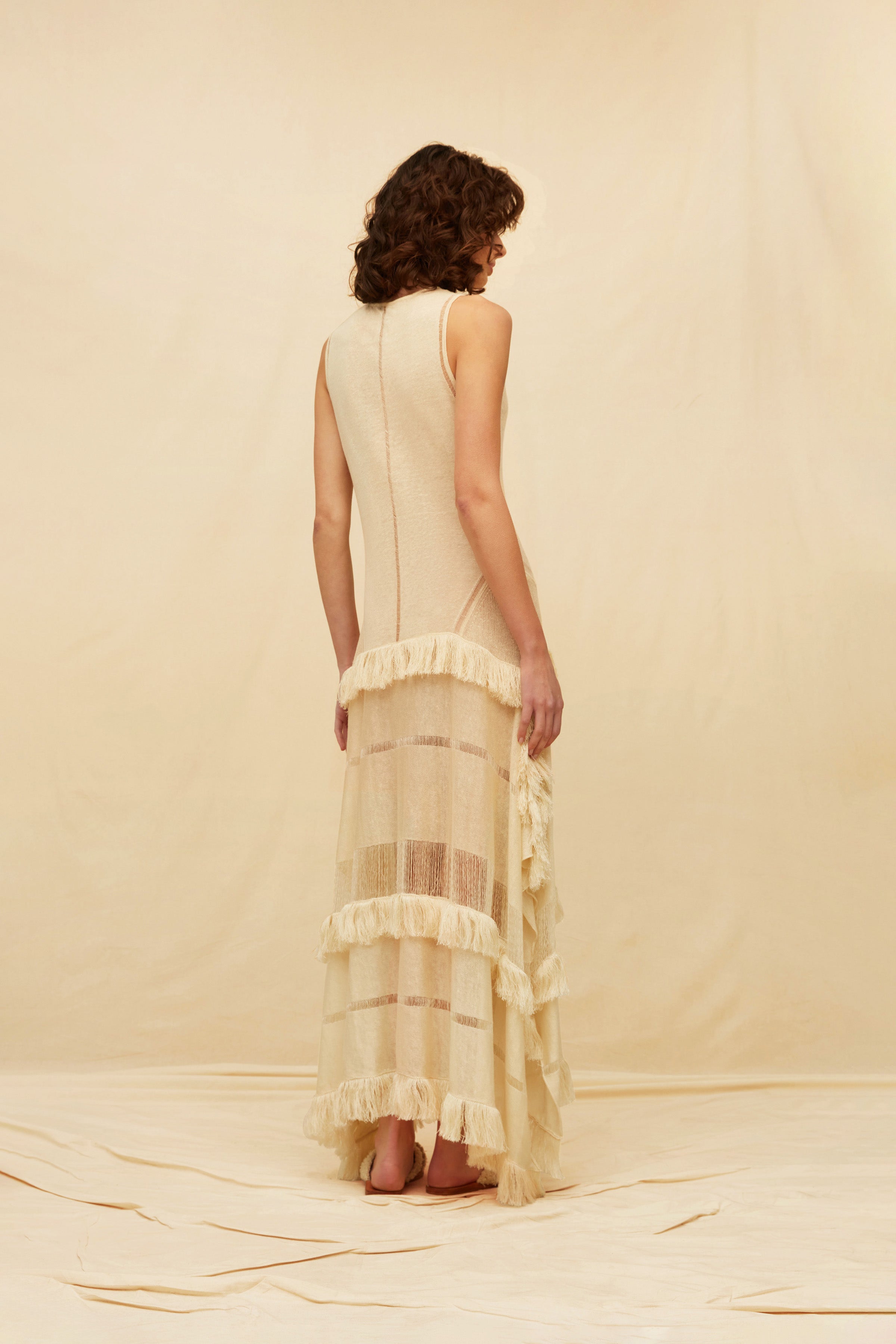 Maia Knit Maxi Dress Linen Blend - Natural