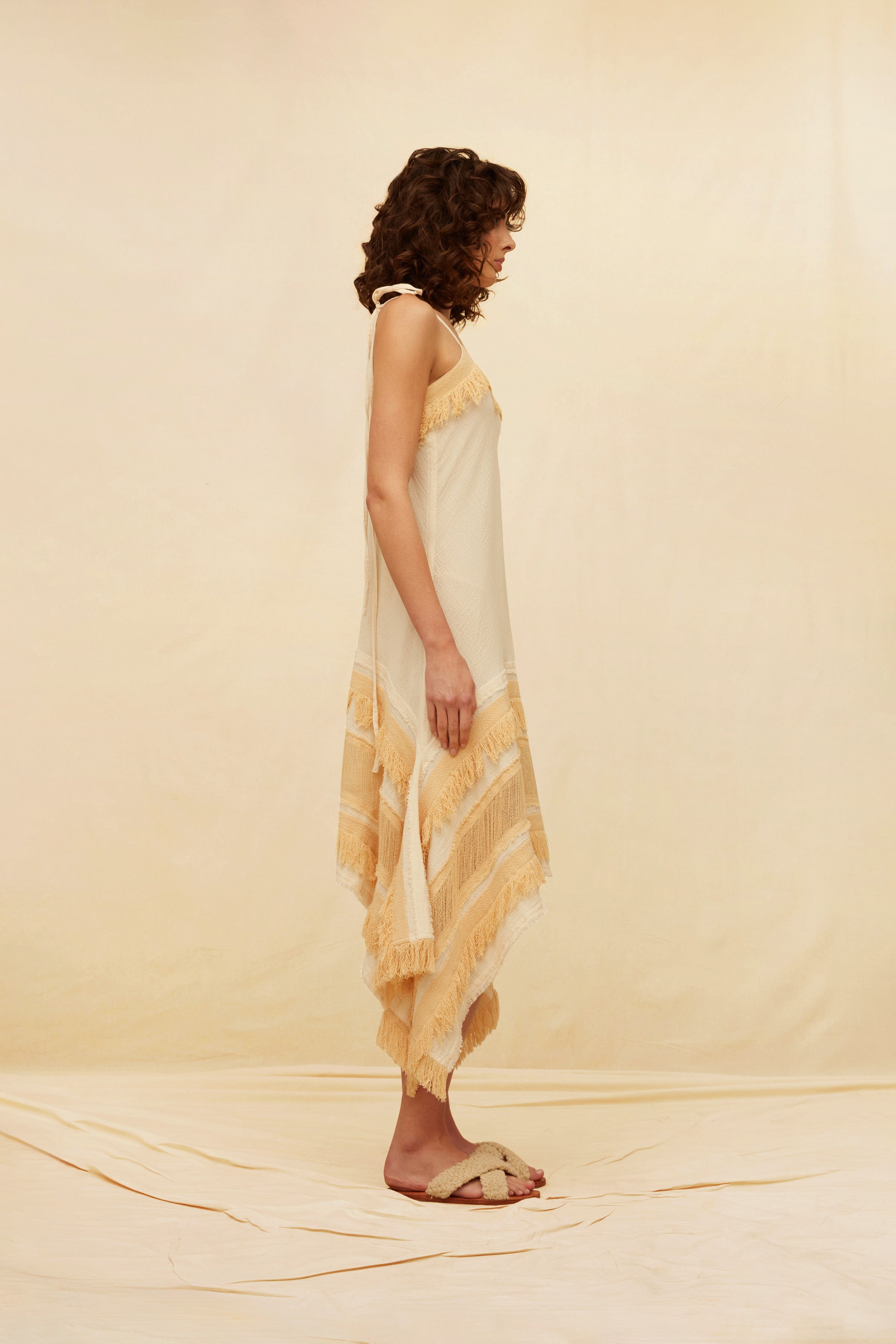 Vala Dress Artisanal Cotton - Natural / Almond