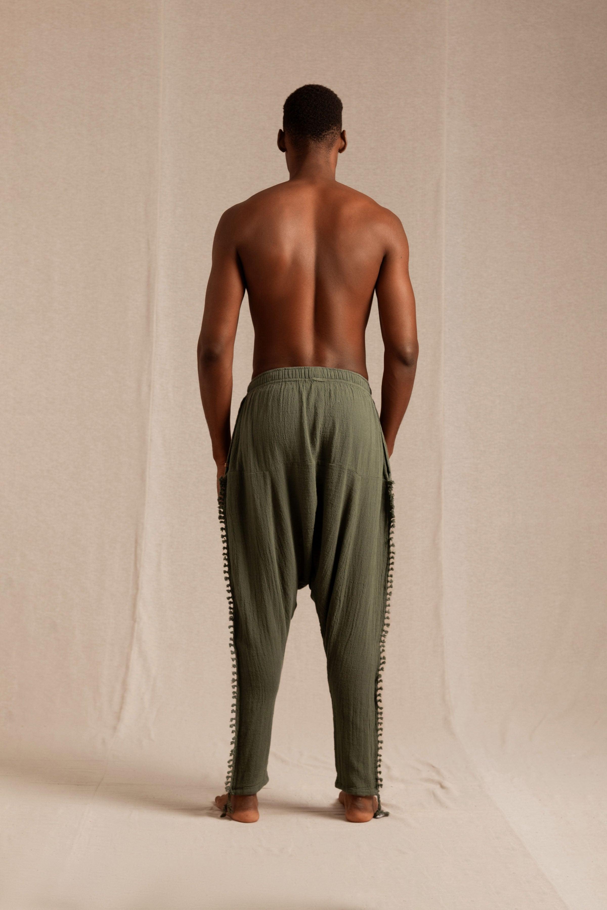 Ah Mun Large Pants Cotton Jute - Olive