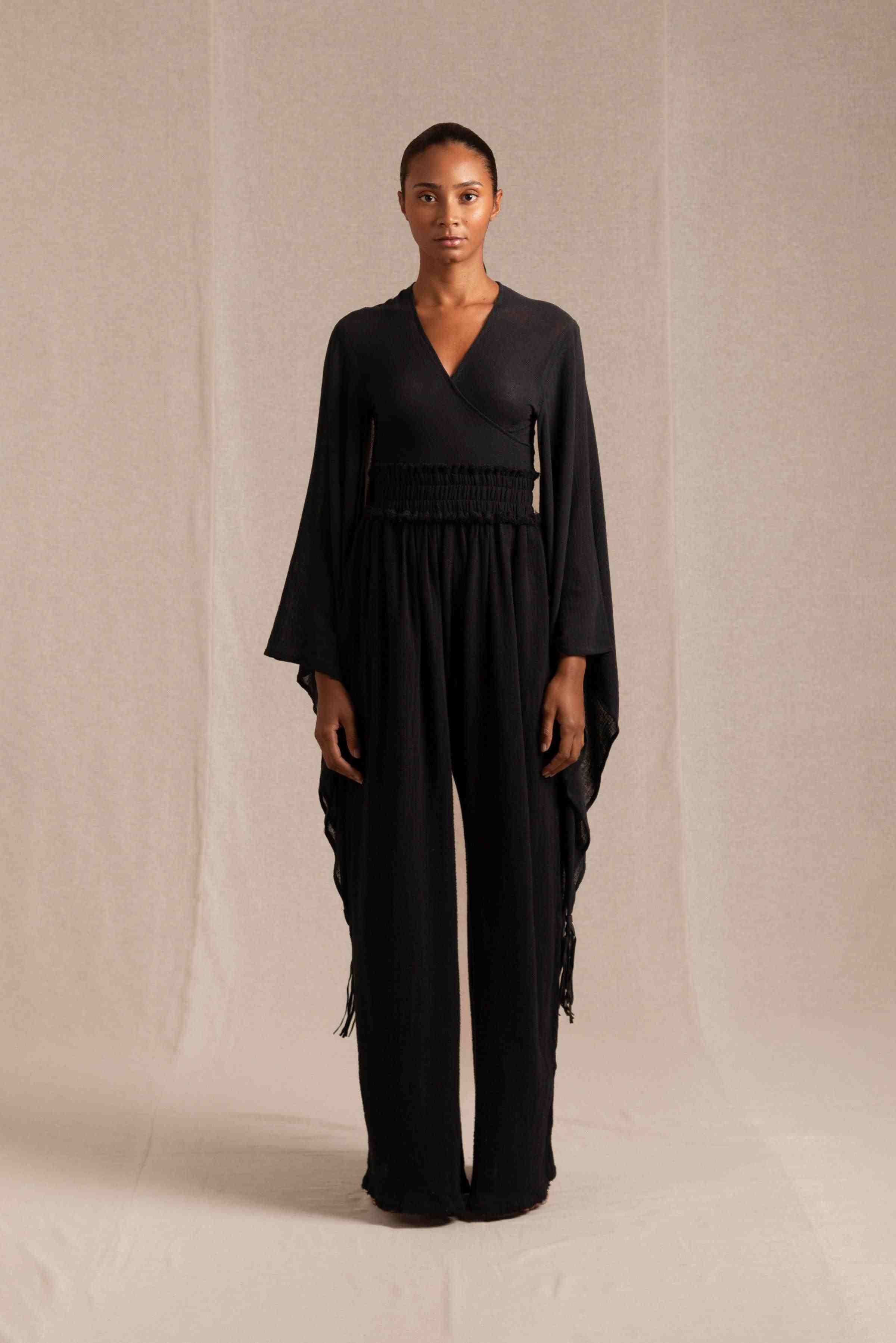 Ahumkal Top Cotton Gauze - Black
