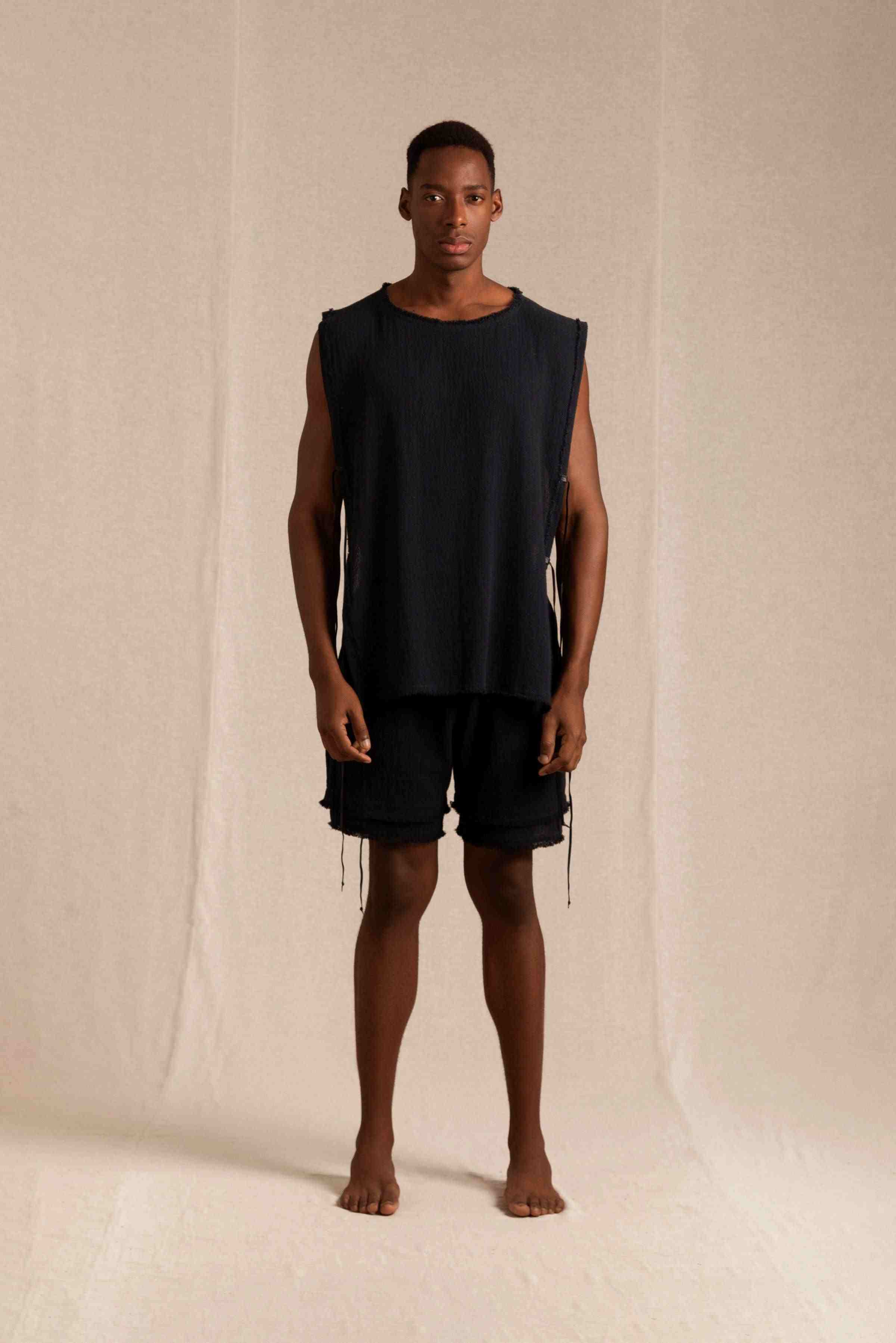 Aris Shirt Cotton Jute - Black