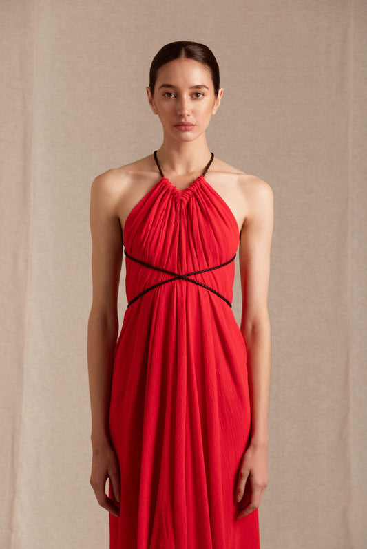 AYIKAL DRESS - SCARLET