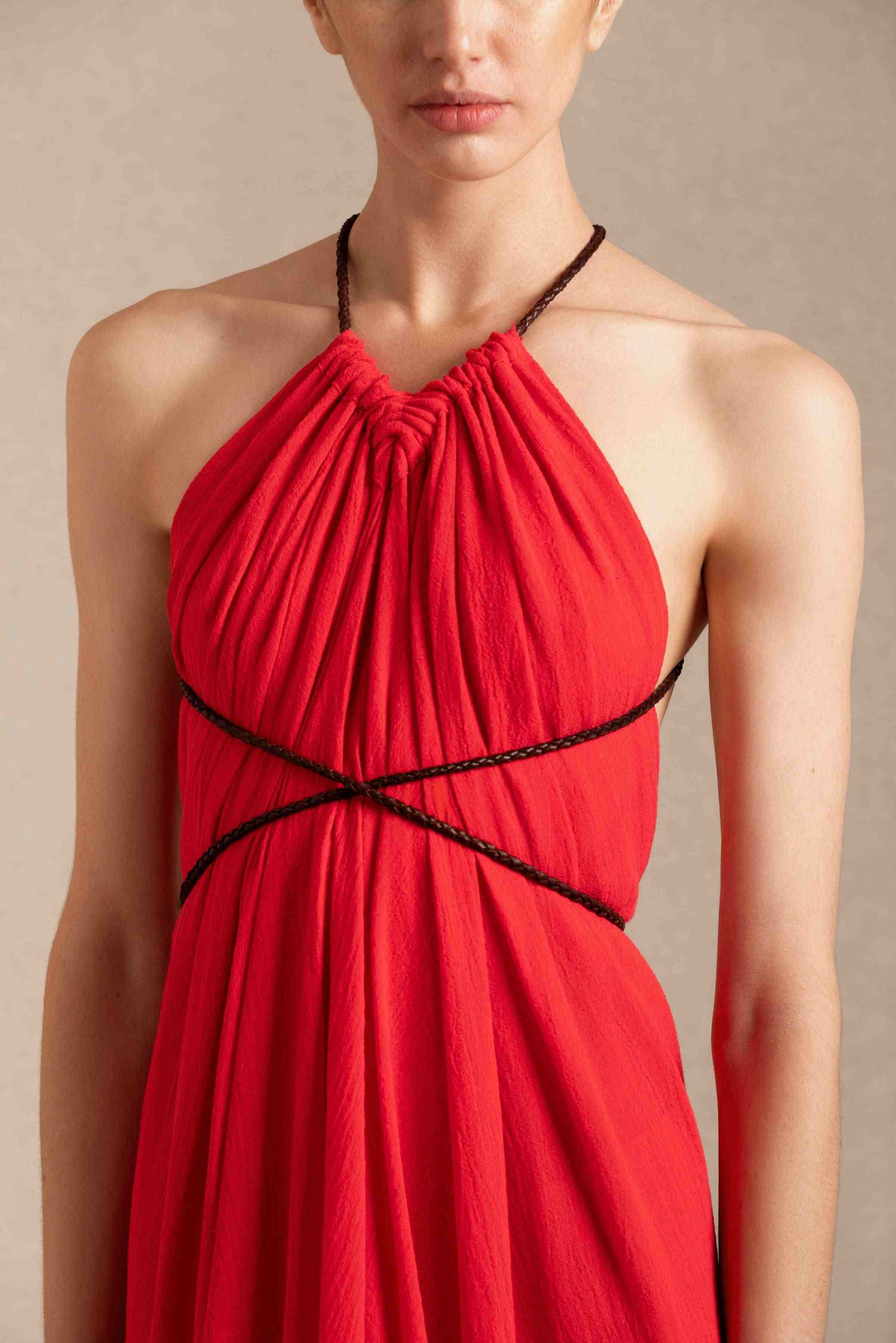 Ayikal Dress Cotton Gauze - Scarlet