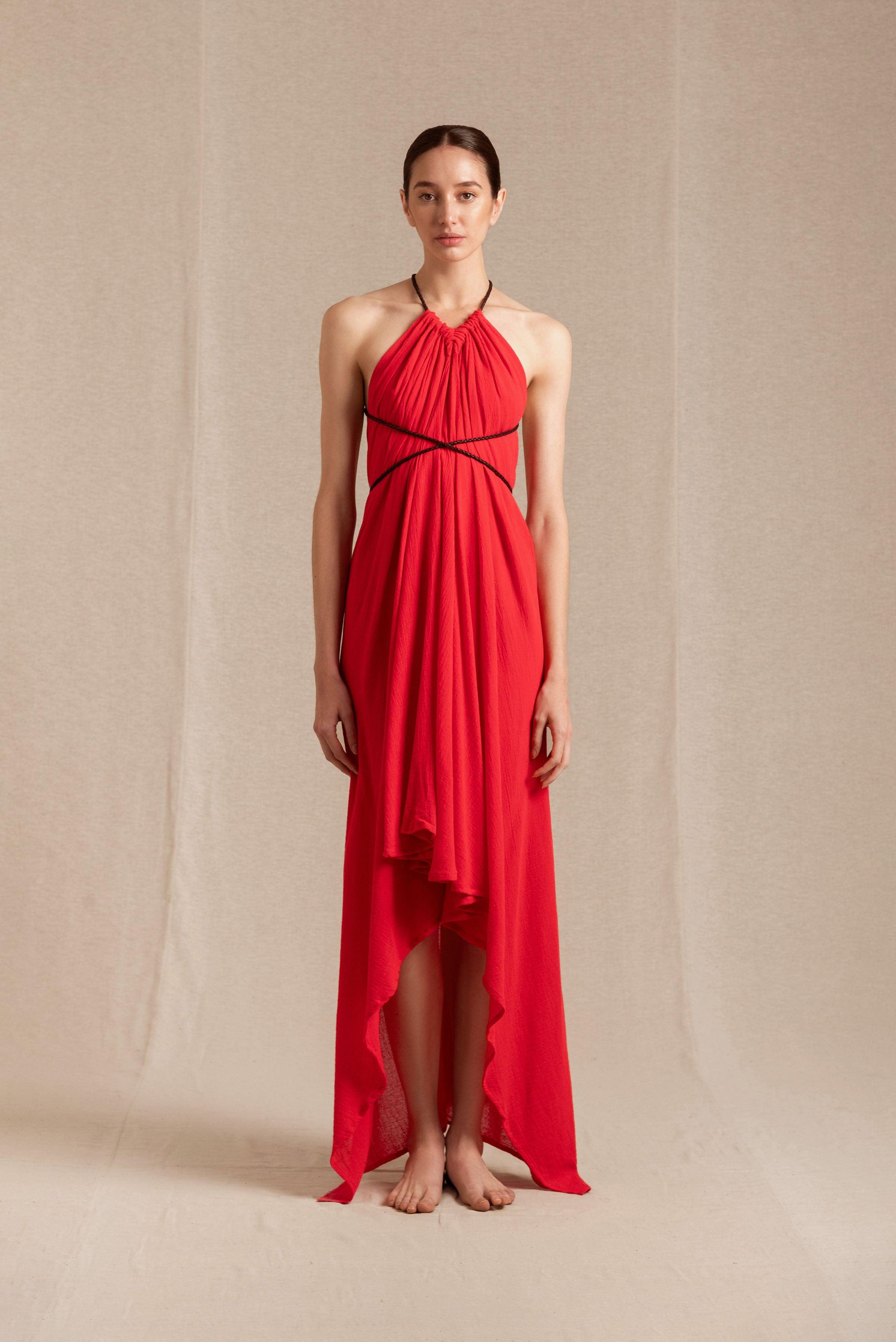 Ayikal Dress Cotton Gauze - Scarlet