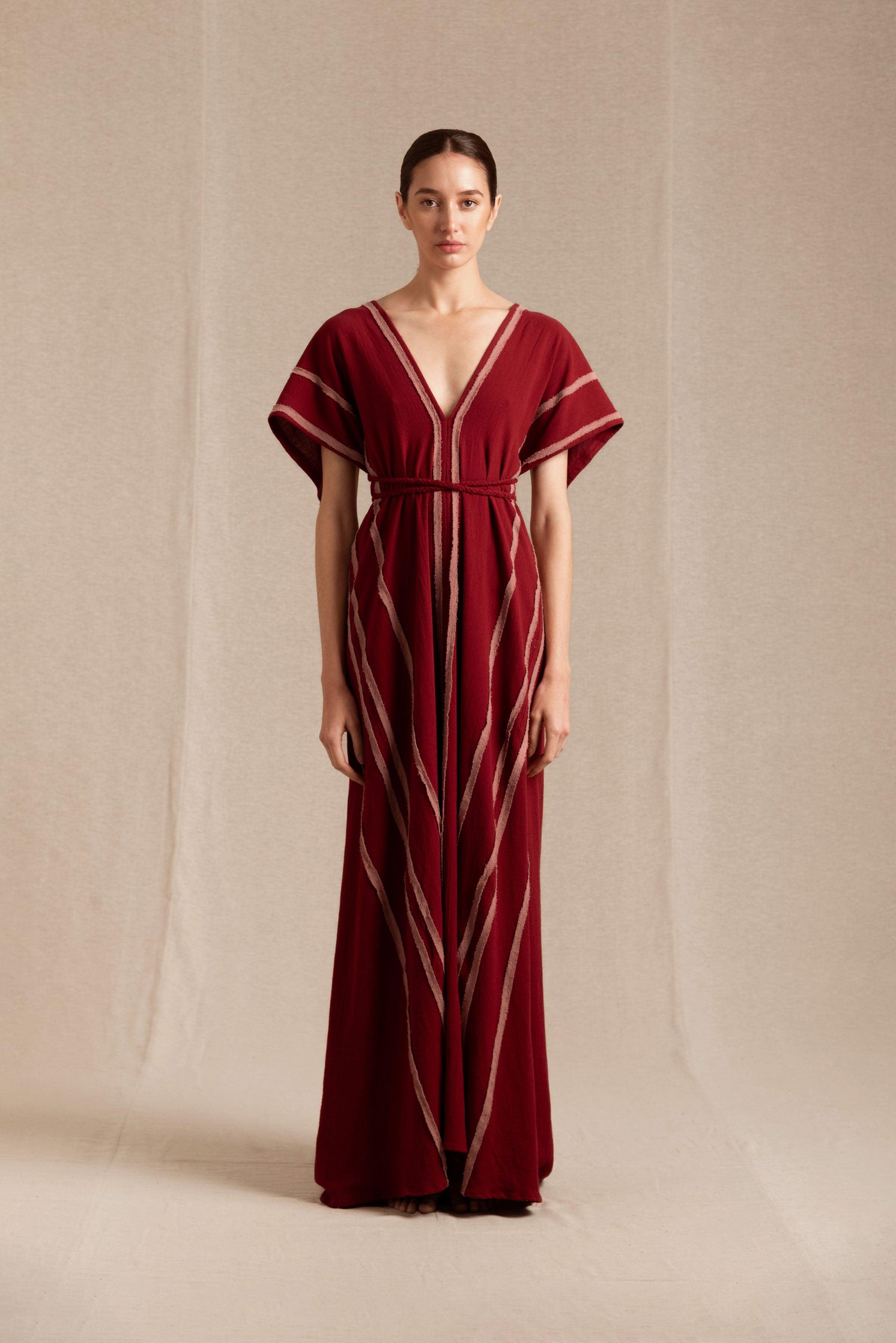Bayat Dress Artisanal Cotton - Cherry / Desert Rose