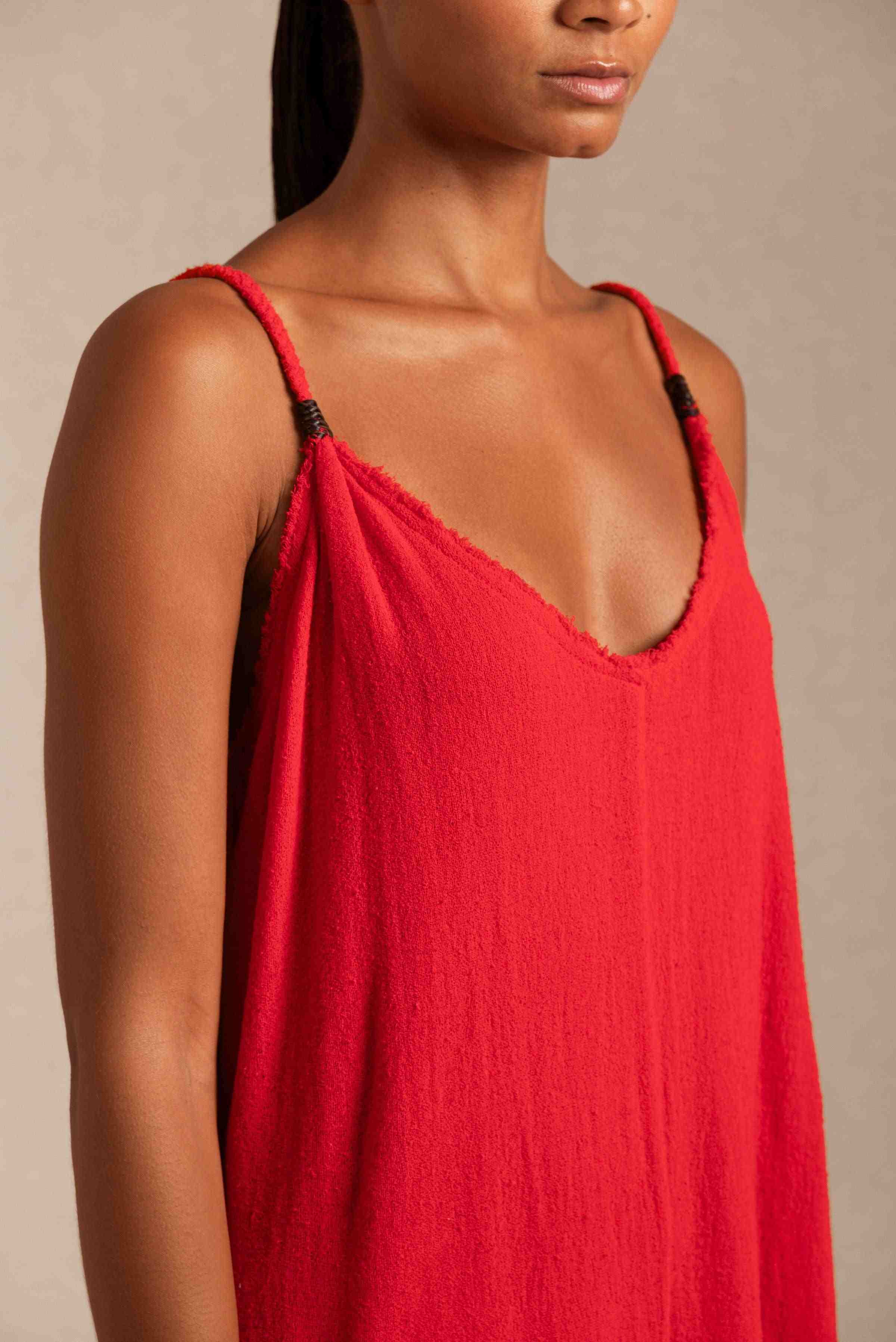 Becan Dress Fine Cotton Gauze - Scarlet