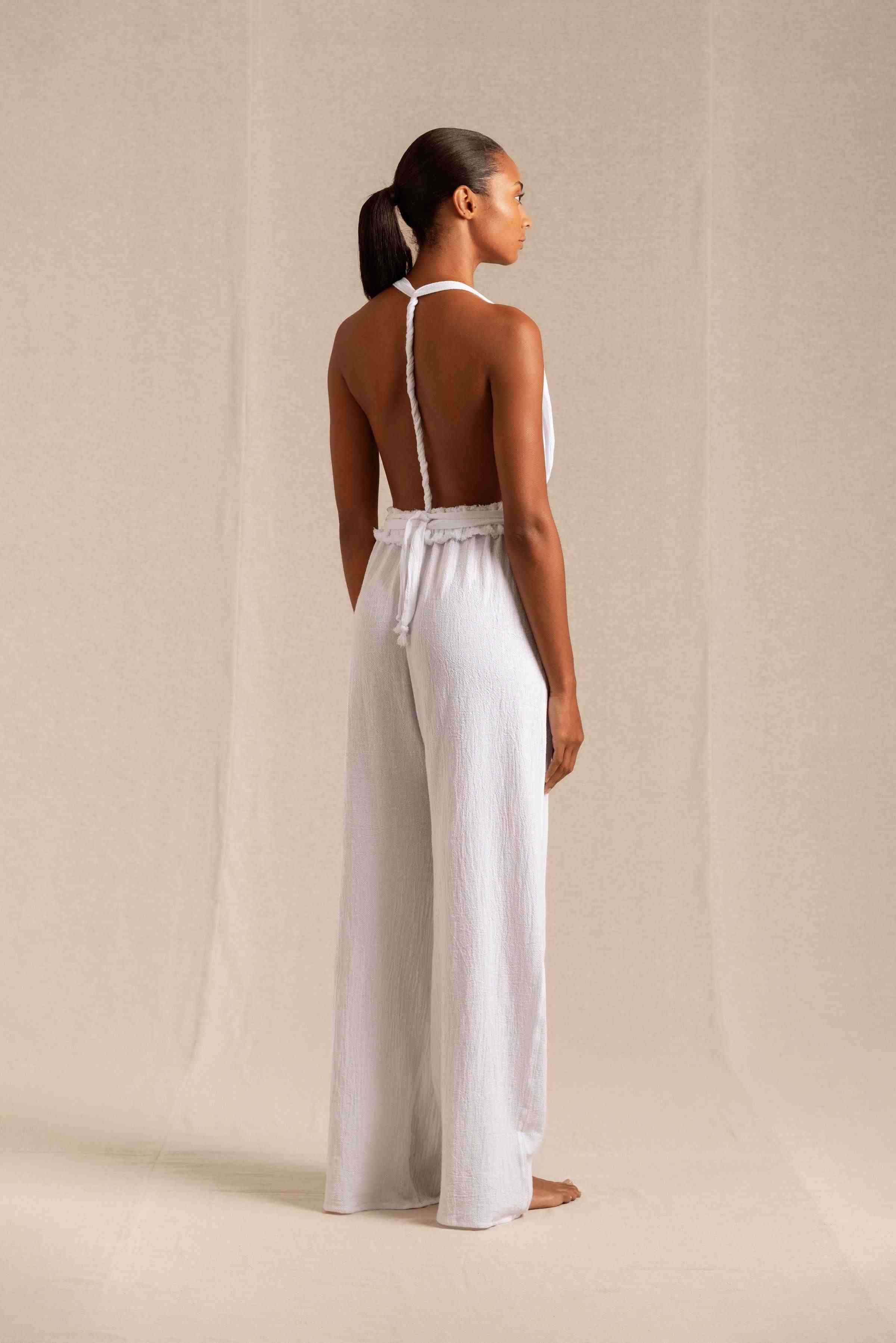Bihan Jumpsuit Artisanal Cotton - White
