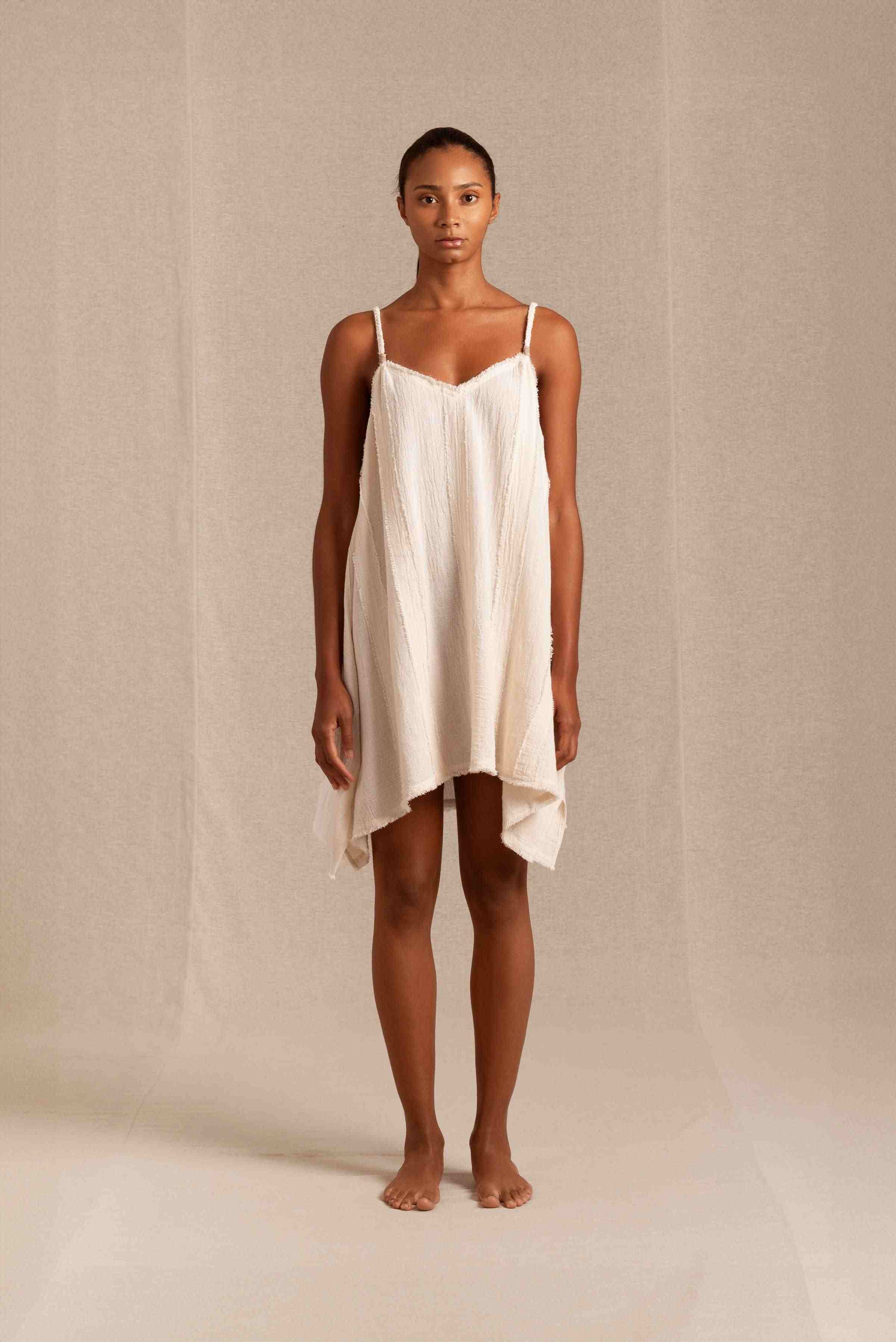 Chi Mini Dress Artisanal Cotton - Natural