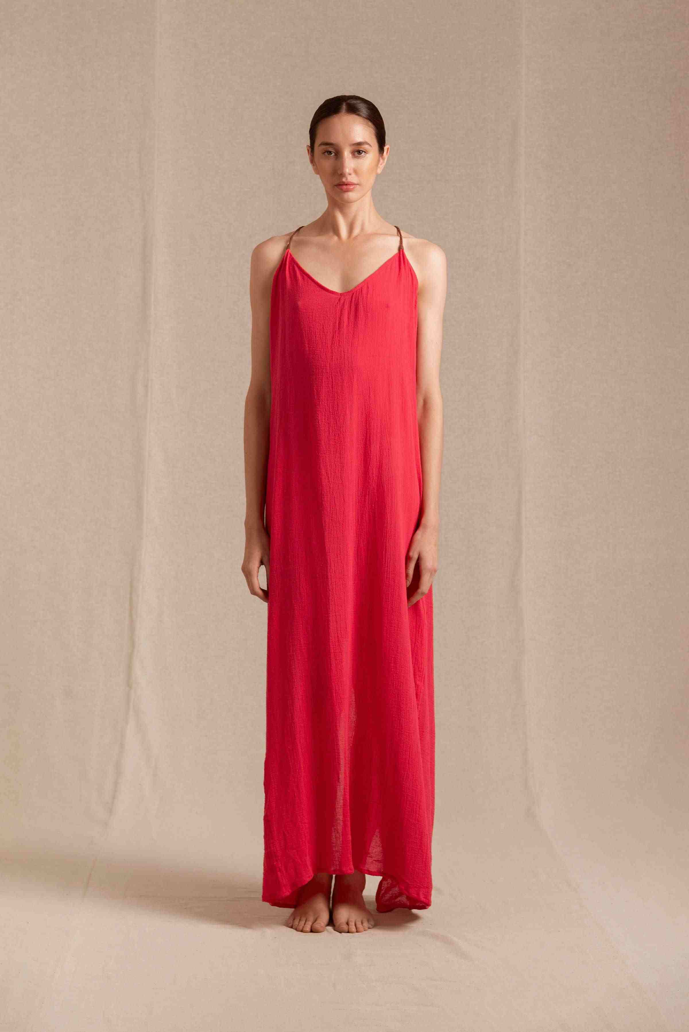Caravana Womens Luxury Beachwear Maxi Dress Sustainable Cotton Gauze V Neck Open Back Pink One Size Handwoven Made In Mexico Caravana Womens Luxury Beachwear Maxi Dress Sustainable Cotton Gauze V Neck Open Back Pink One Size Handwoven Made In Mexico