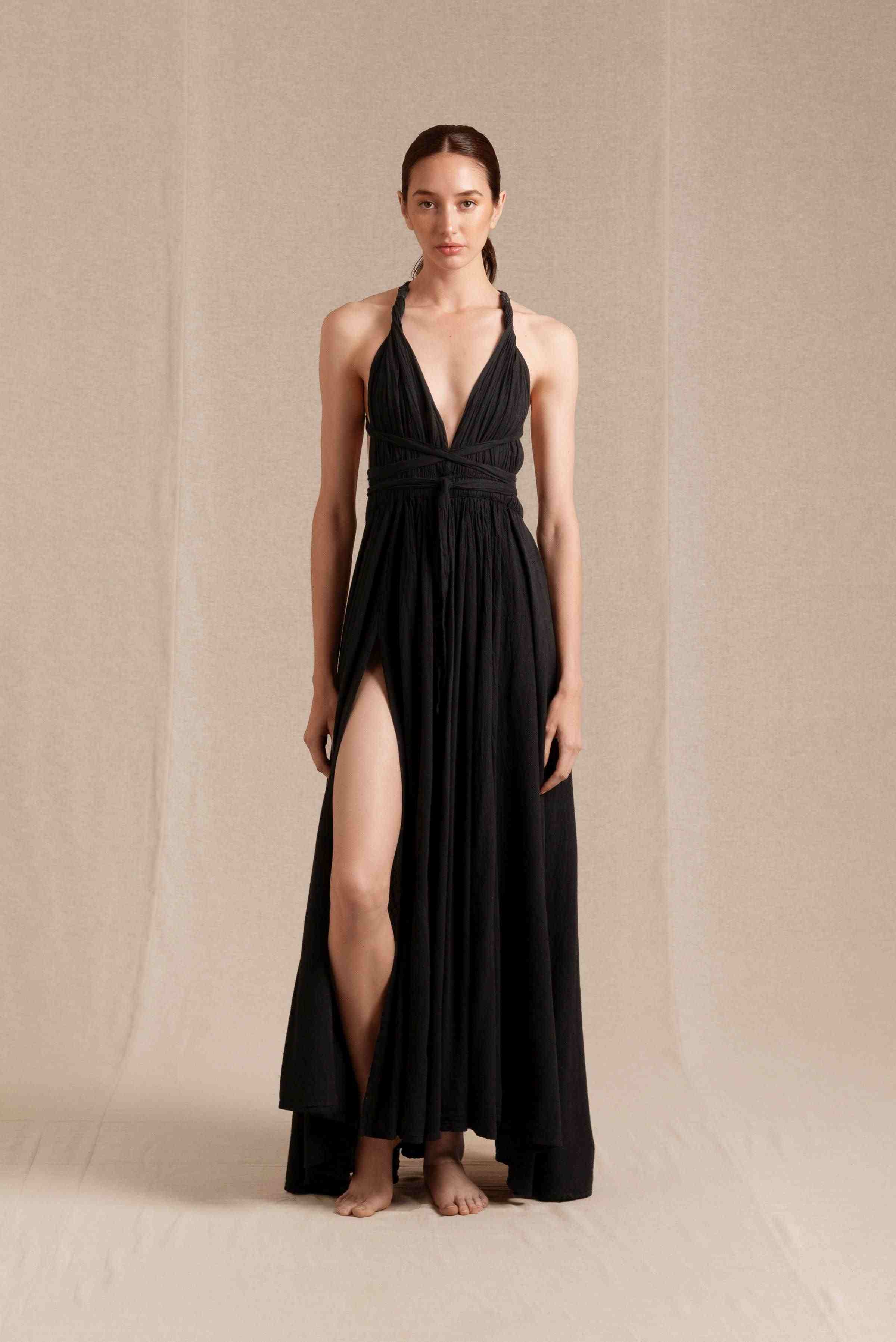 Hera Dress Artisanal Cotton - Black