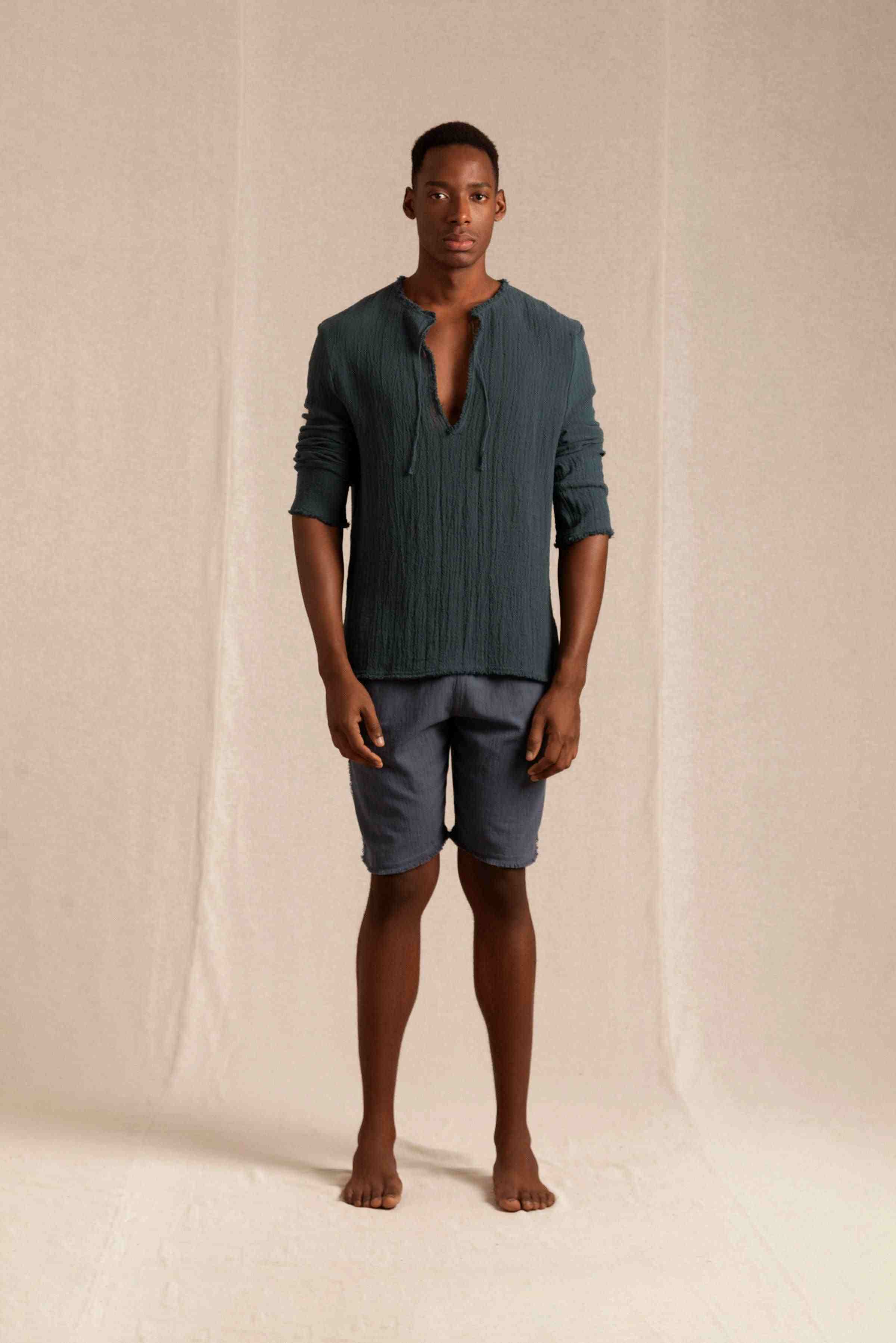 Hubiku Shirt Cotton Jute - Hunter Green