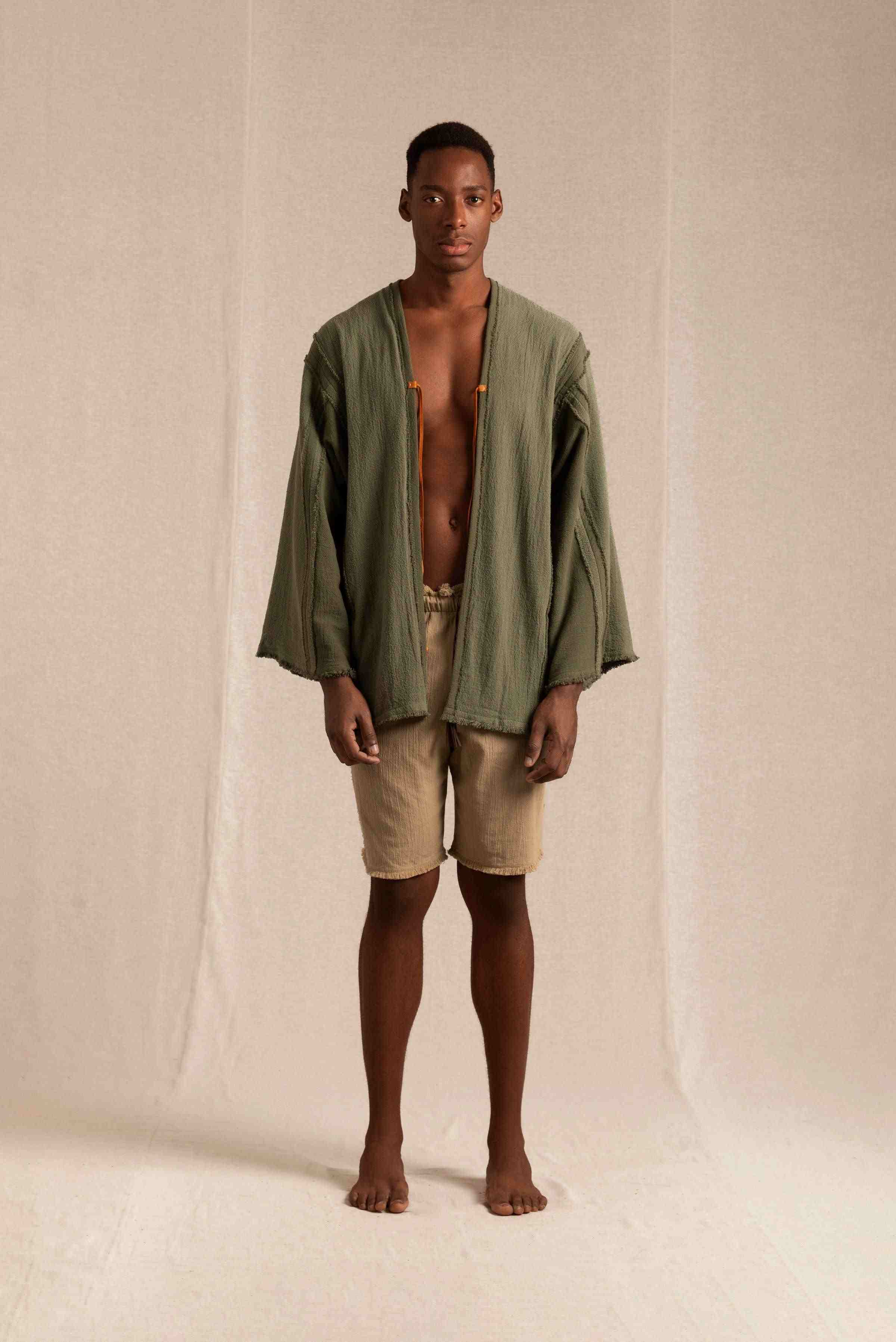 Kantun Vest Cotton Jute - Olive