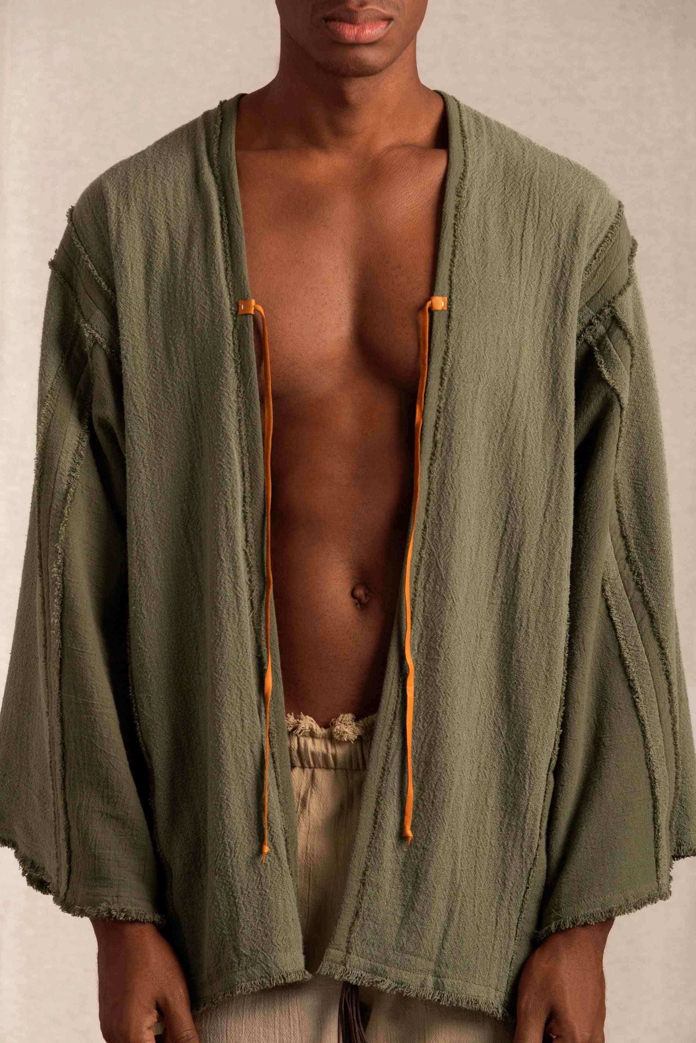 Kantun Vest Cotton Jute - Olive