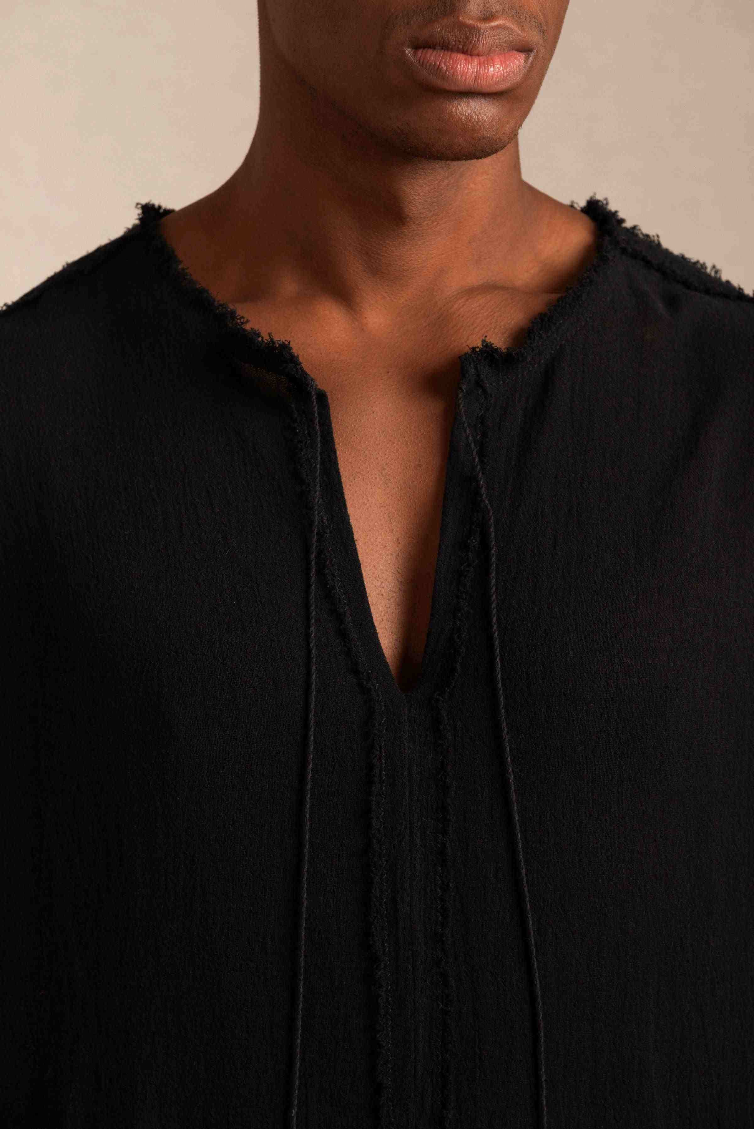 Kaxil Shirt Cotton Gauze - Black Tie Dye