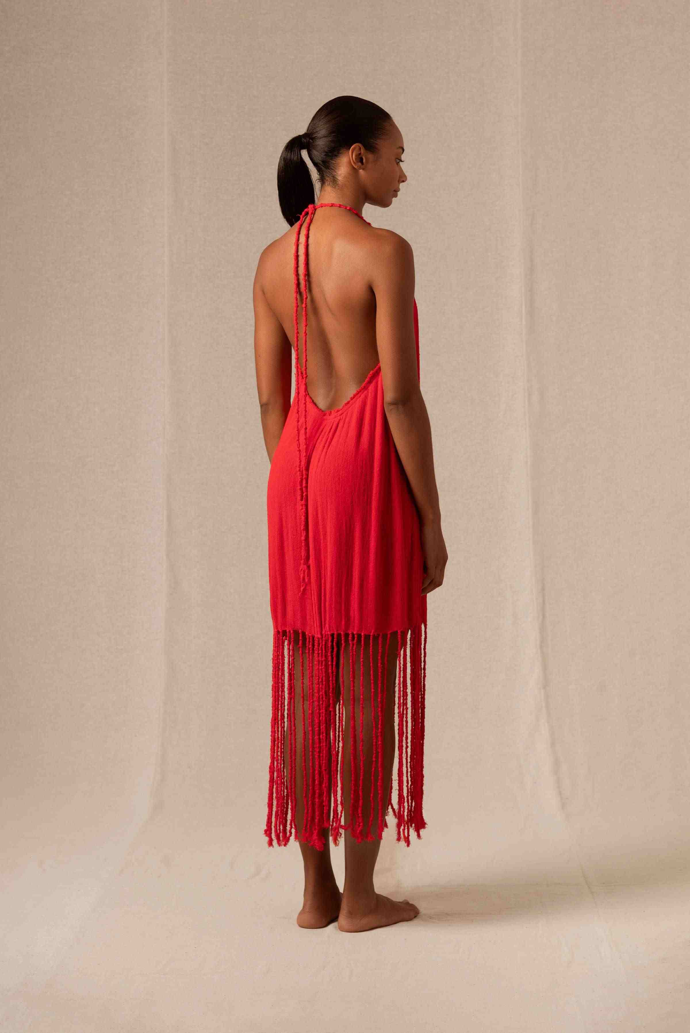 Lagab Dress Fine Cotton Gauze - Scarlet