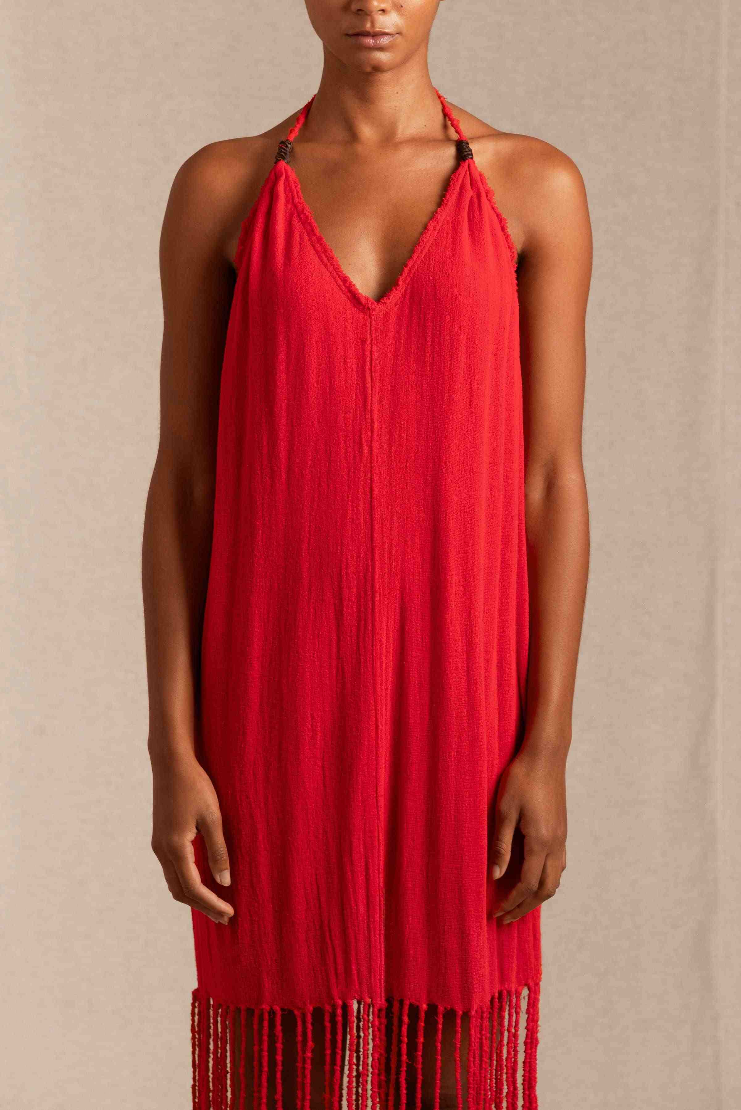 Lagab Dress Fine Cotton Gauze - Scarlet