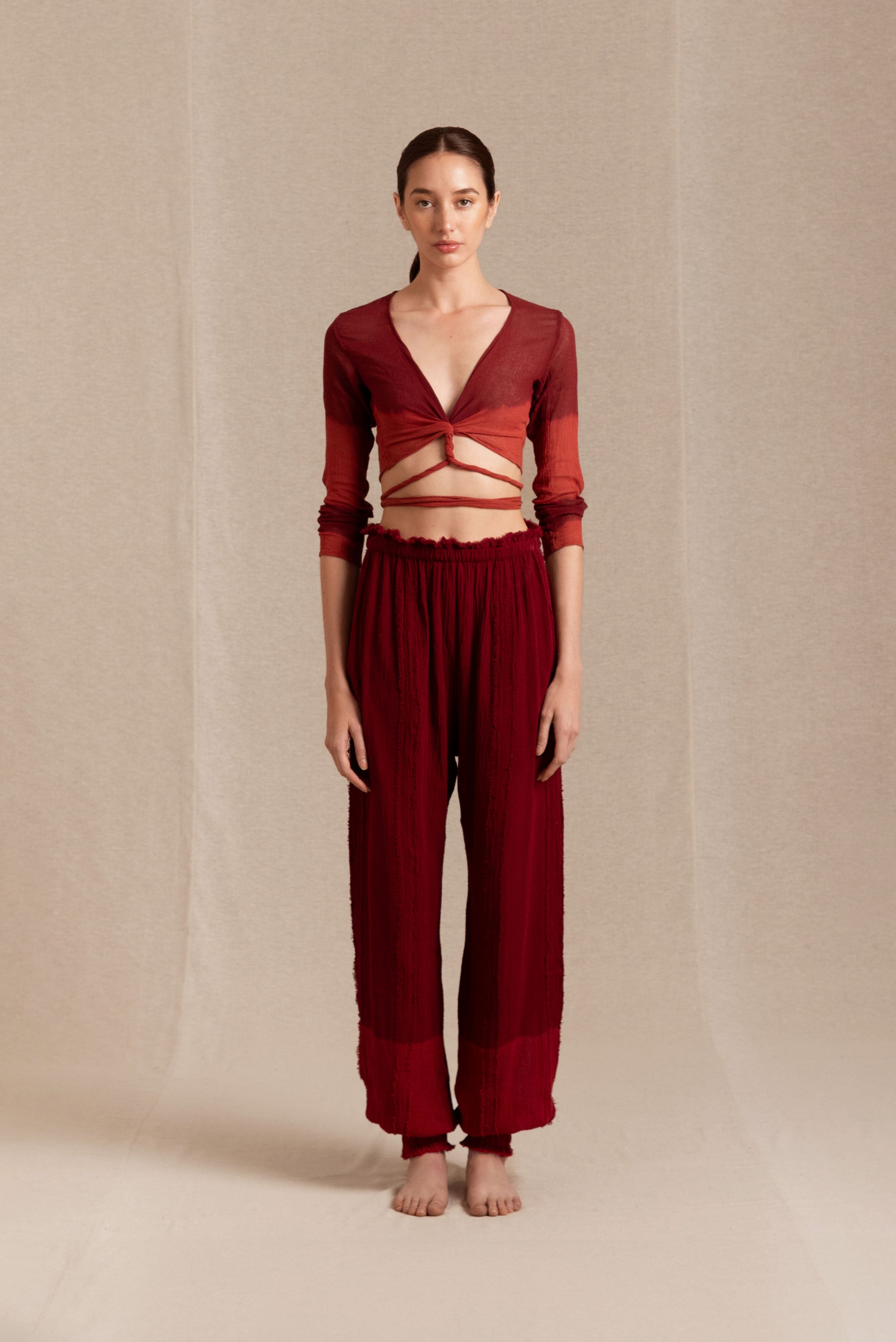 Sibinche Pants Cotton Gauze - Cherry Tie Dye
