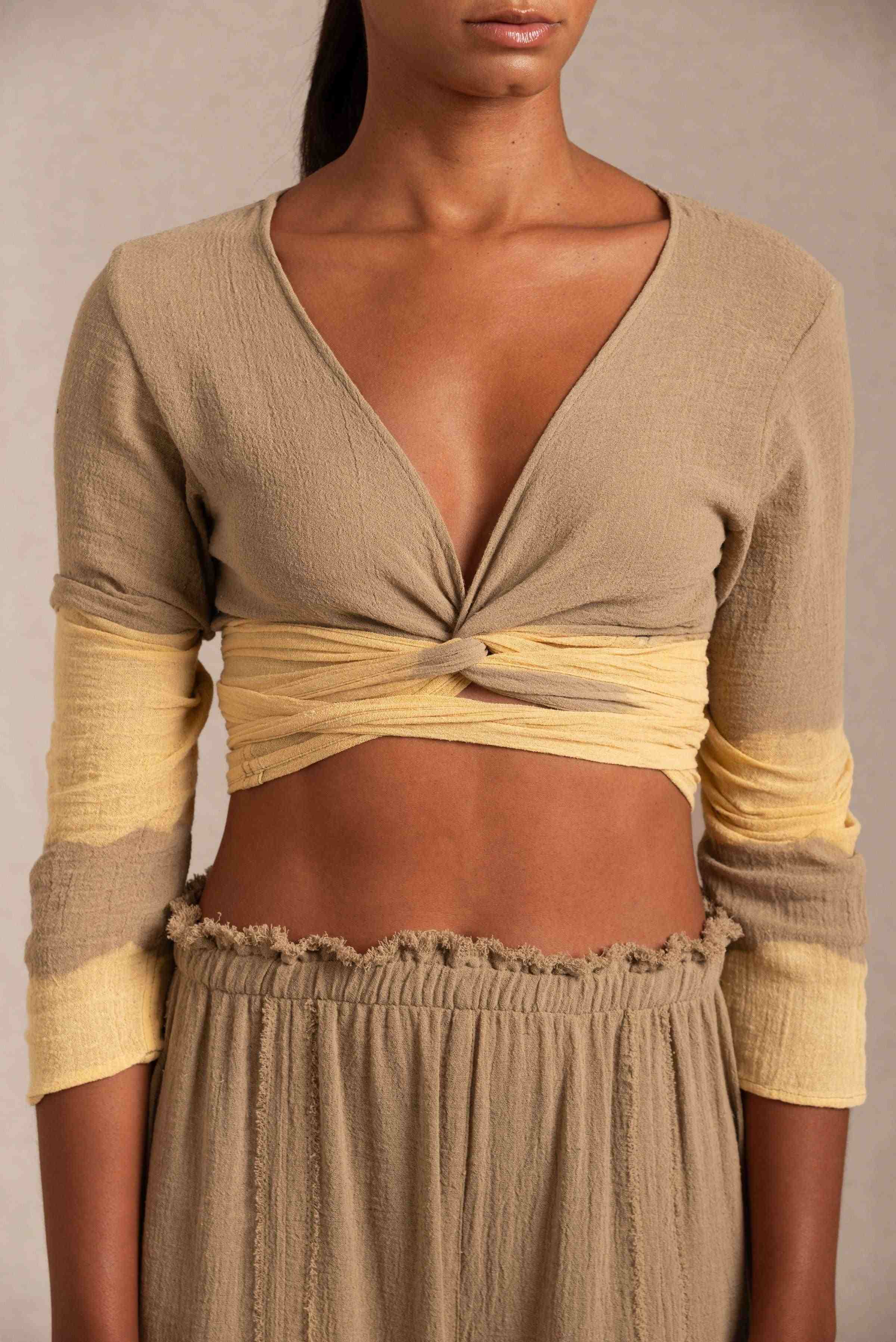 Lahun Top Cotton Gauze - Sepia Tie Dye