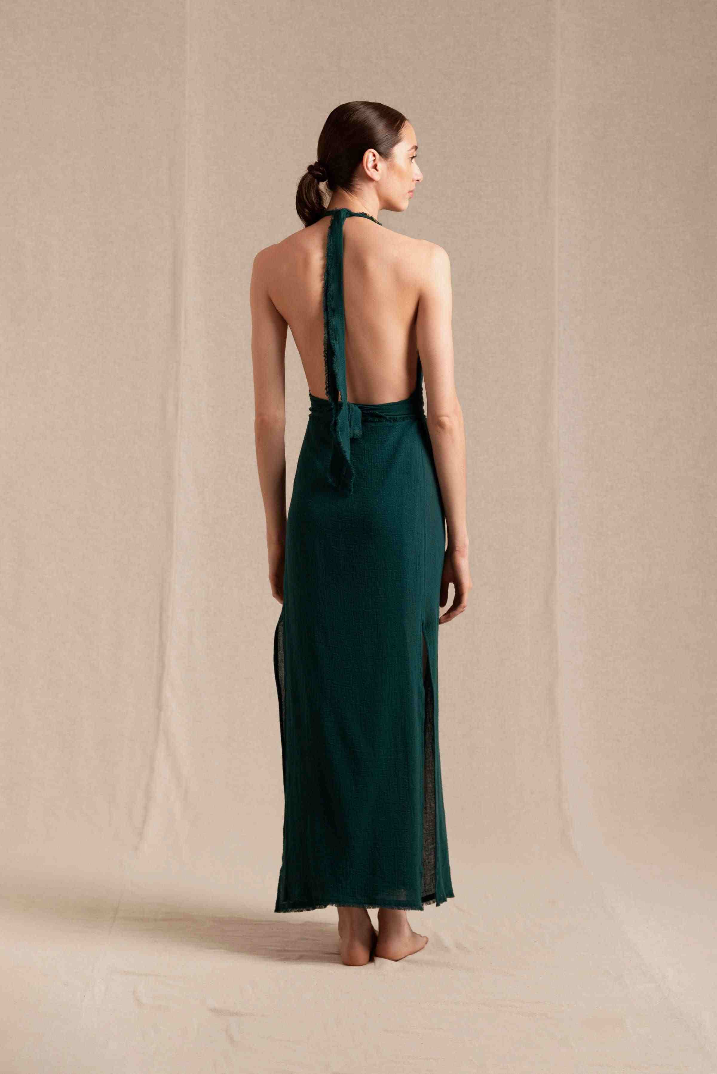 Malki Dress Cotton Gauze - Alpine Green