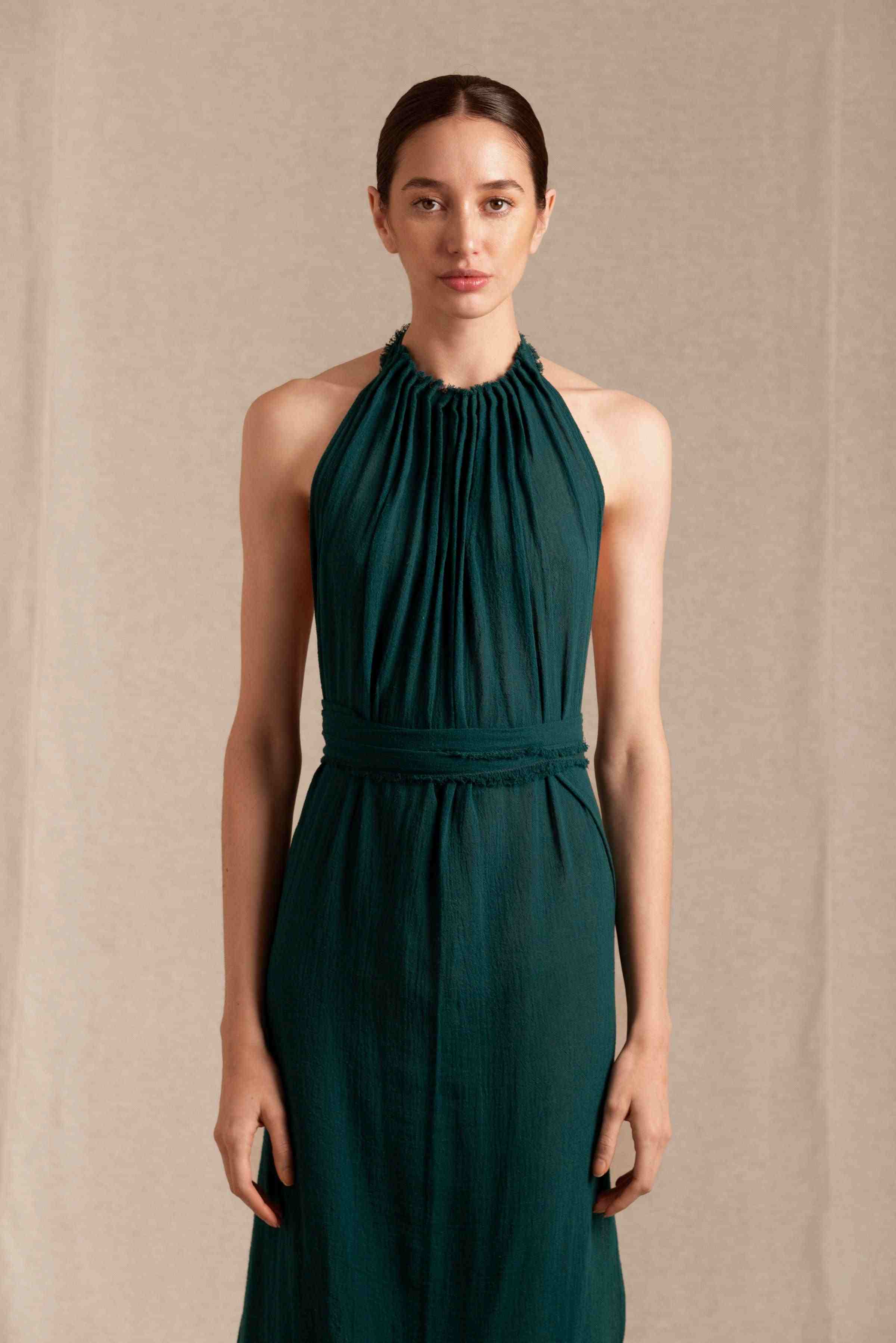 Malki Dress Cotton Gauze - Alpine Green