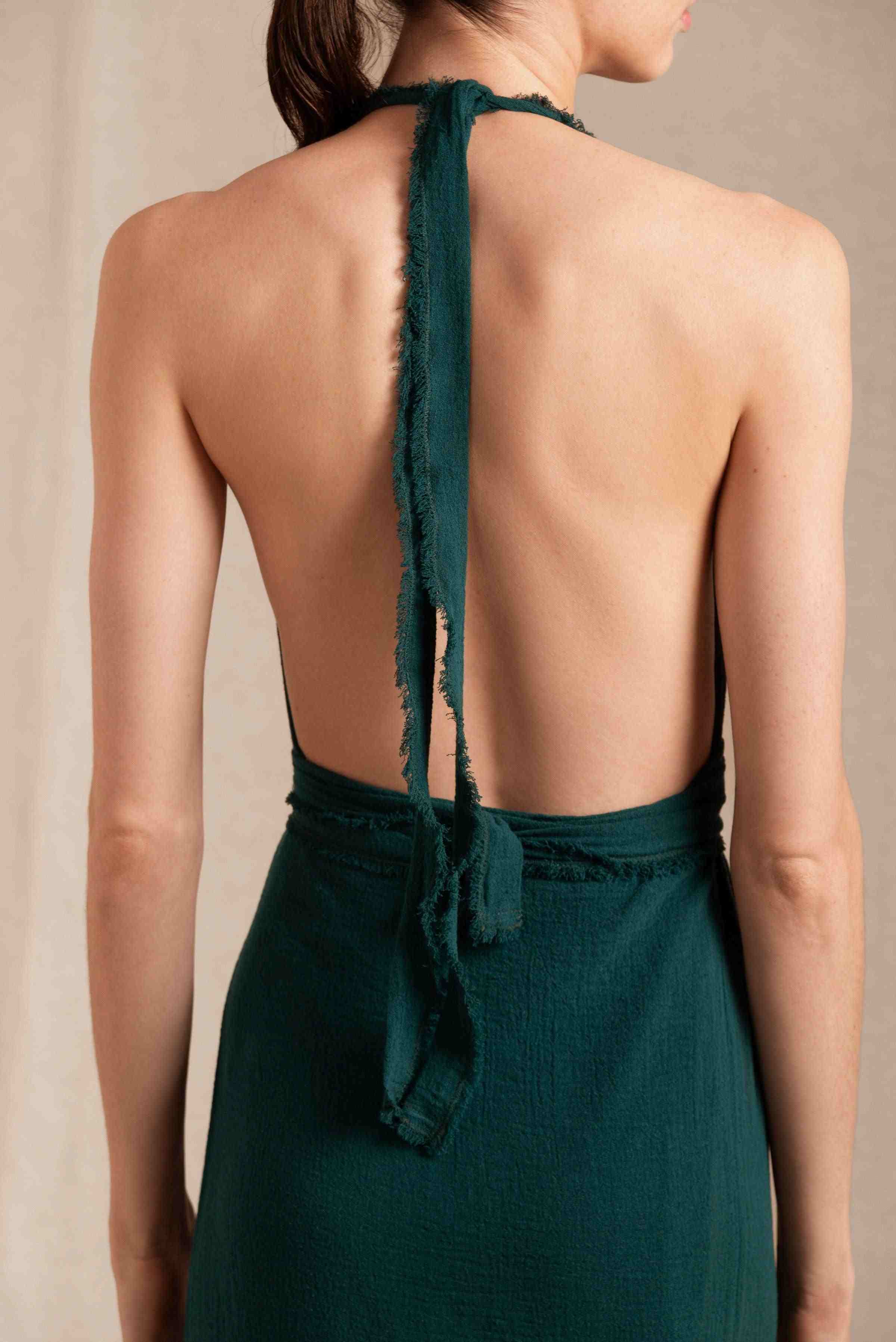 Malki Dress Cotton Gauze - Alpine Green