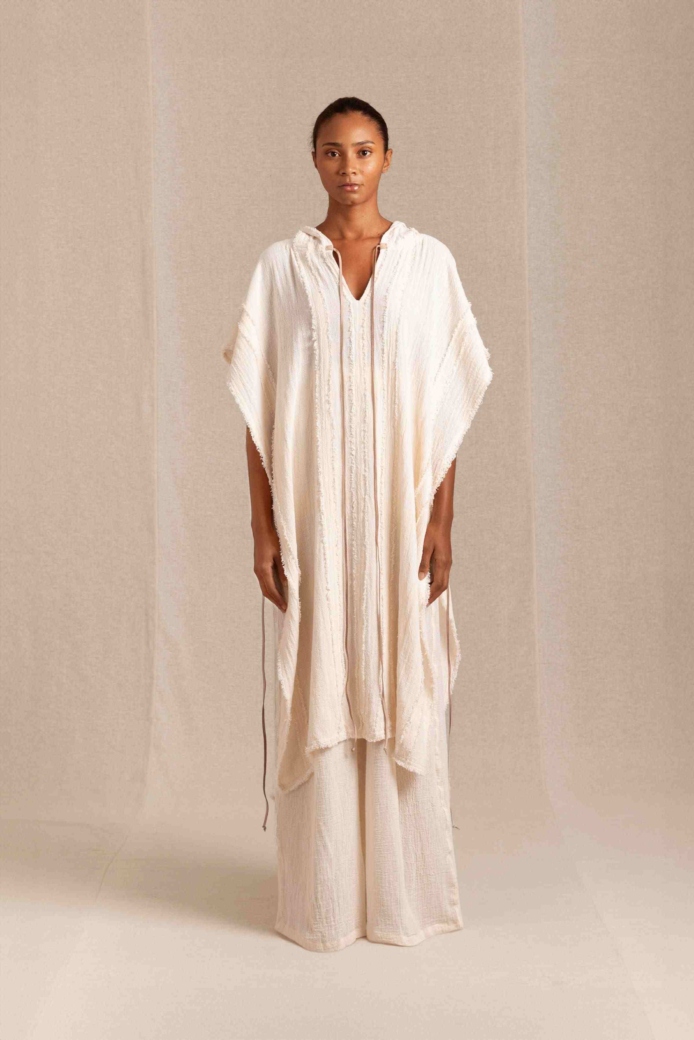 Ntuchi Poncho Cotton Jute - Natural