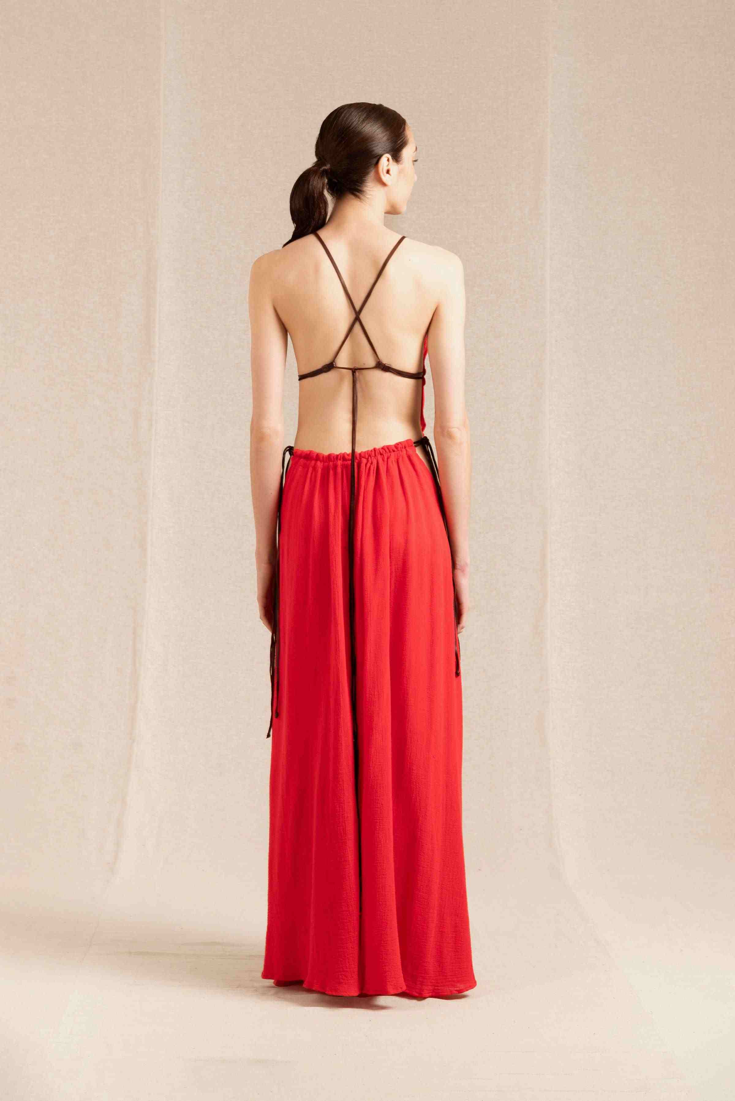 Pomolche Dress Cotton Gauze - Scarlet