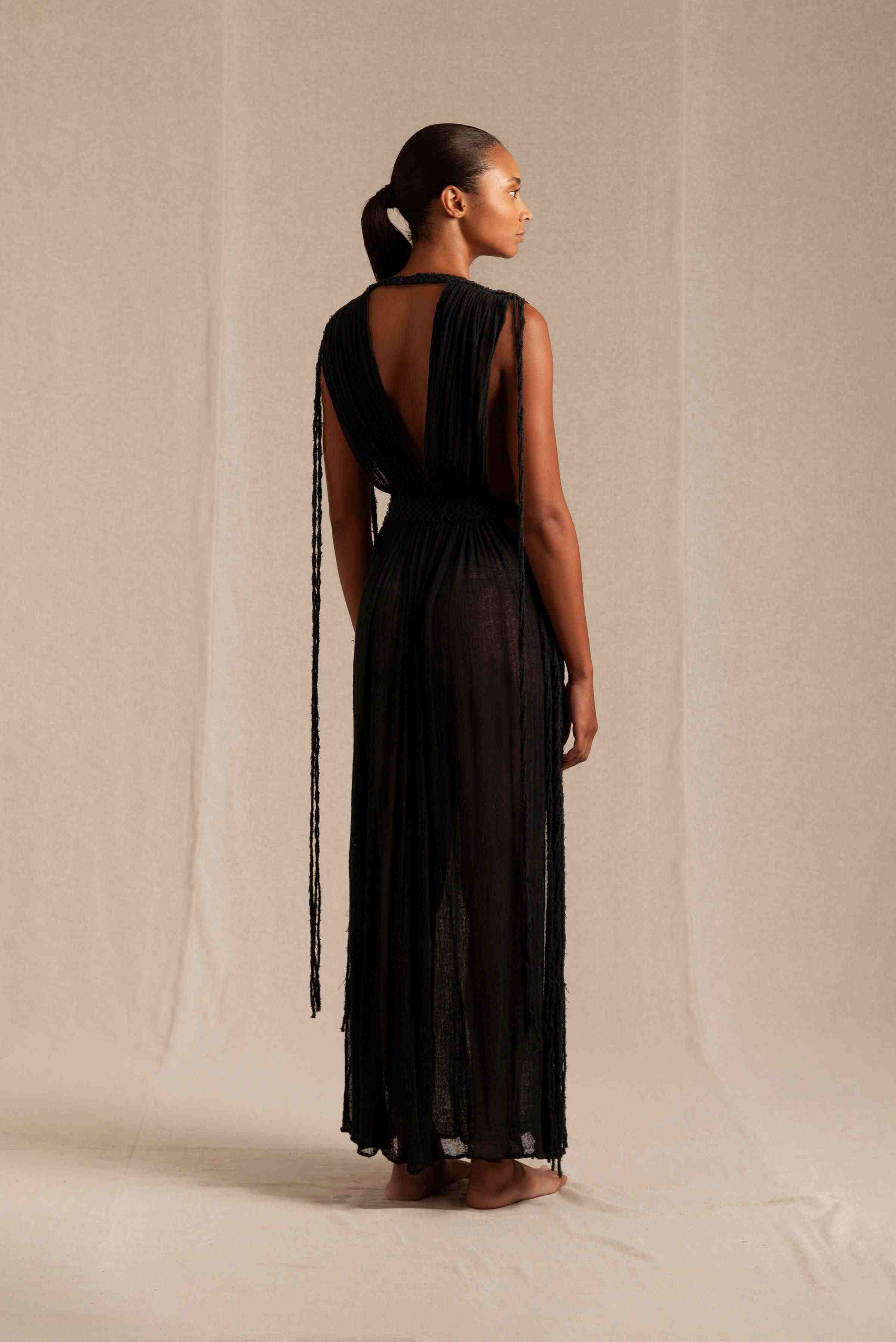 Tuz Dress Fine Cotton Gauze - Black